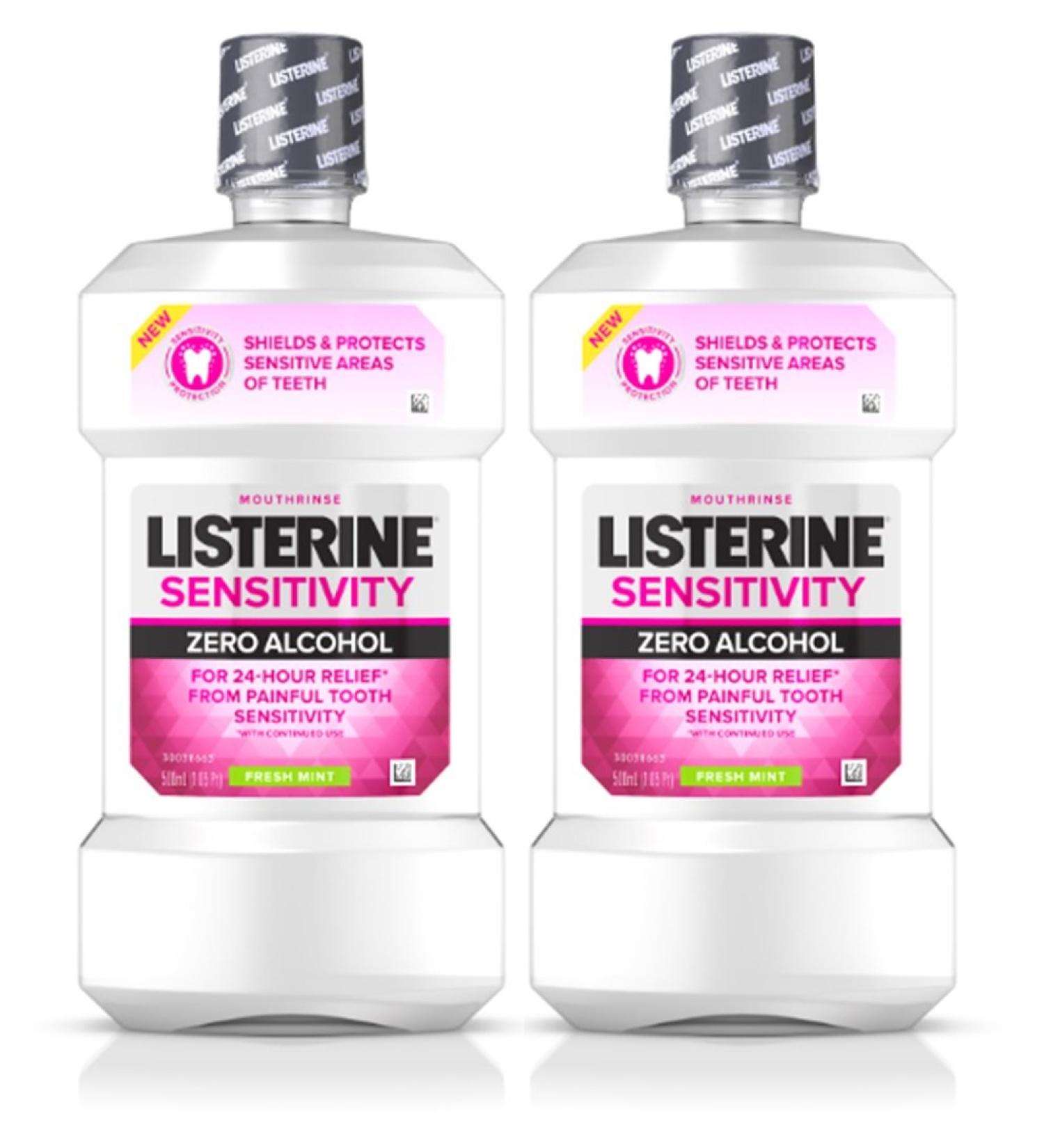 Listerine Sensitivity Mouthwash Fresh Mint 500 mL 2 Count - Fast Relief for Sensitive Teeth - Buy Online on GoSupps.com