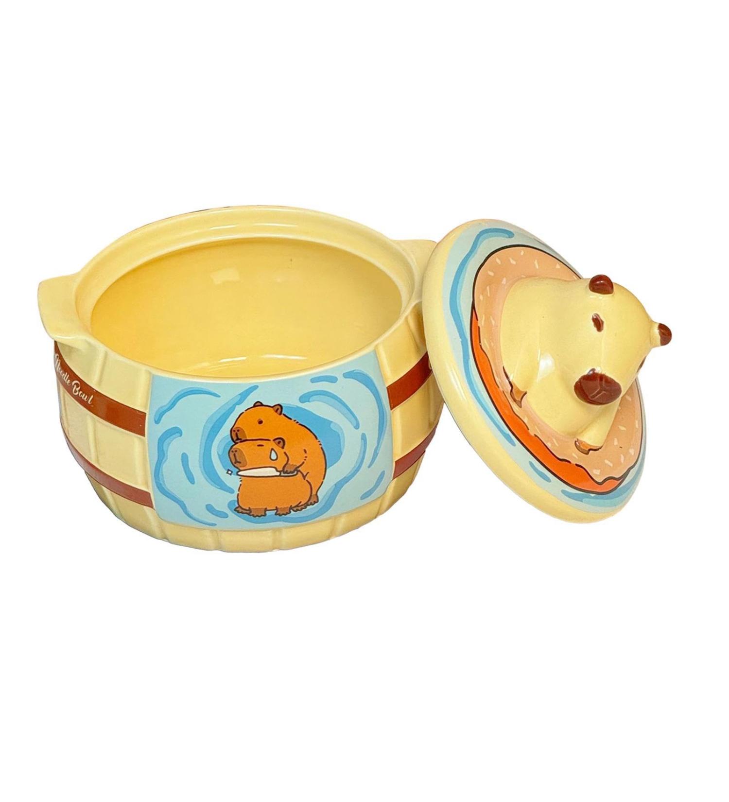 Ioensy Capybara Ceramic Ramen Bowl Noodles Bowl Multifunctional Premium with Lid Cover Porridge Bowl for Home Birthday Gift Gift - Buy Online on GoSupps.com