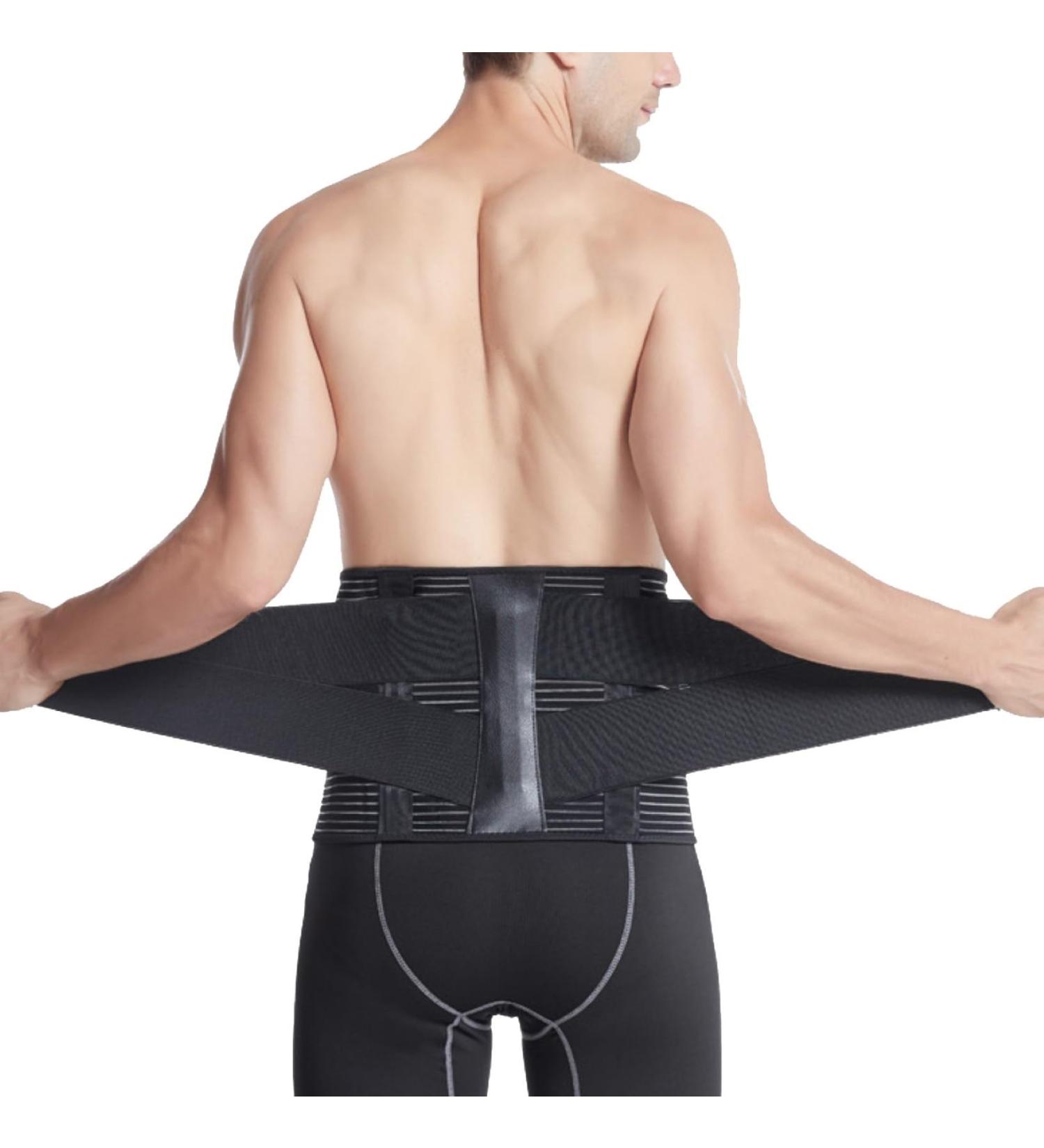 Back Brace Support for Lower Back Pain Adjustable Lumbar Support for Herniated Discs | Unisex Design Breathable Material Size L (40.68-51.1 Inch) - Black - Buy Online on GoSupps.com