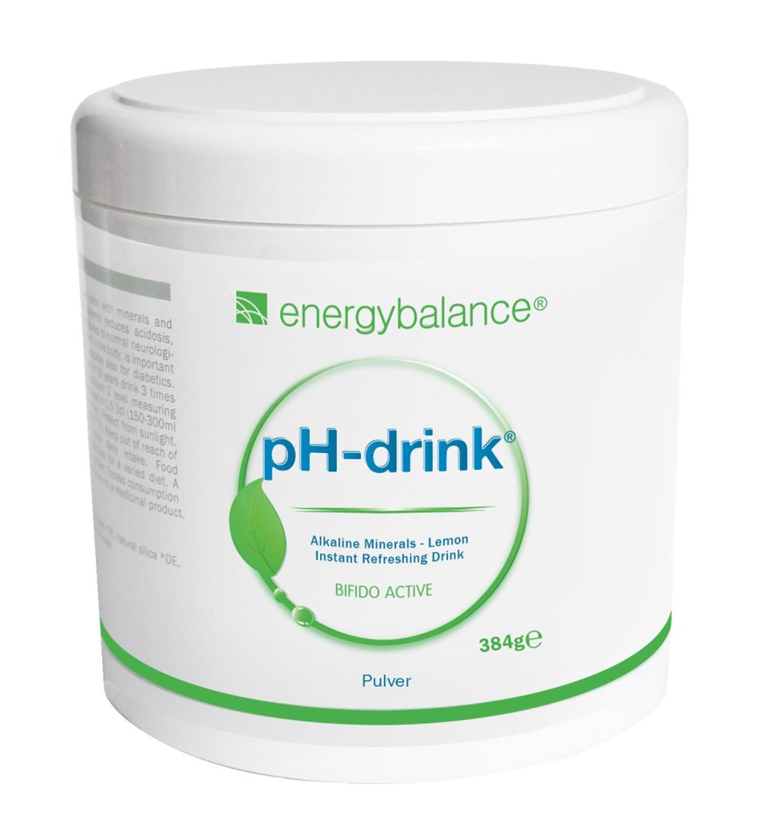 Energybalance PH drink - powder bifido active lemon base drink - trace elements minerals lemon taste - acid -basically compensation - vegan natural without additives - 384 g