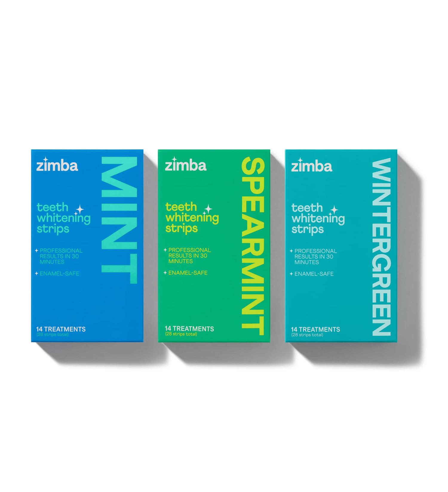 Zimba Vegan Teeth Whitening Strips for Sensitive Teeth - Stain Remover & Whitener - Mint, Spearmint, Wintergreen - 84 Strips - Buy Online on GoSupps.com