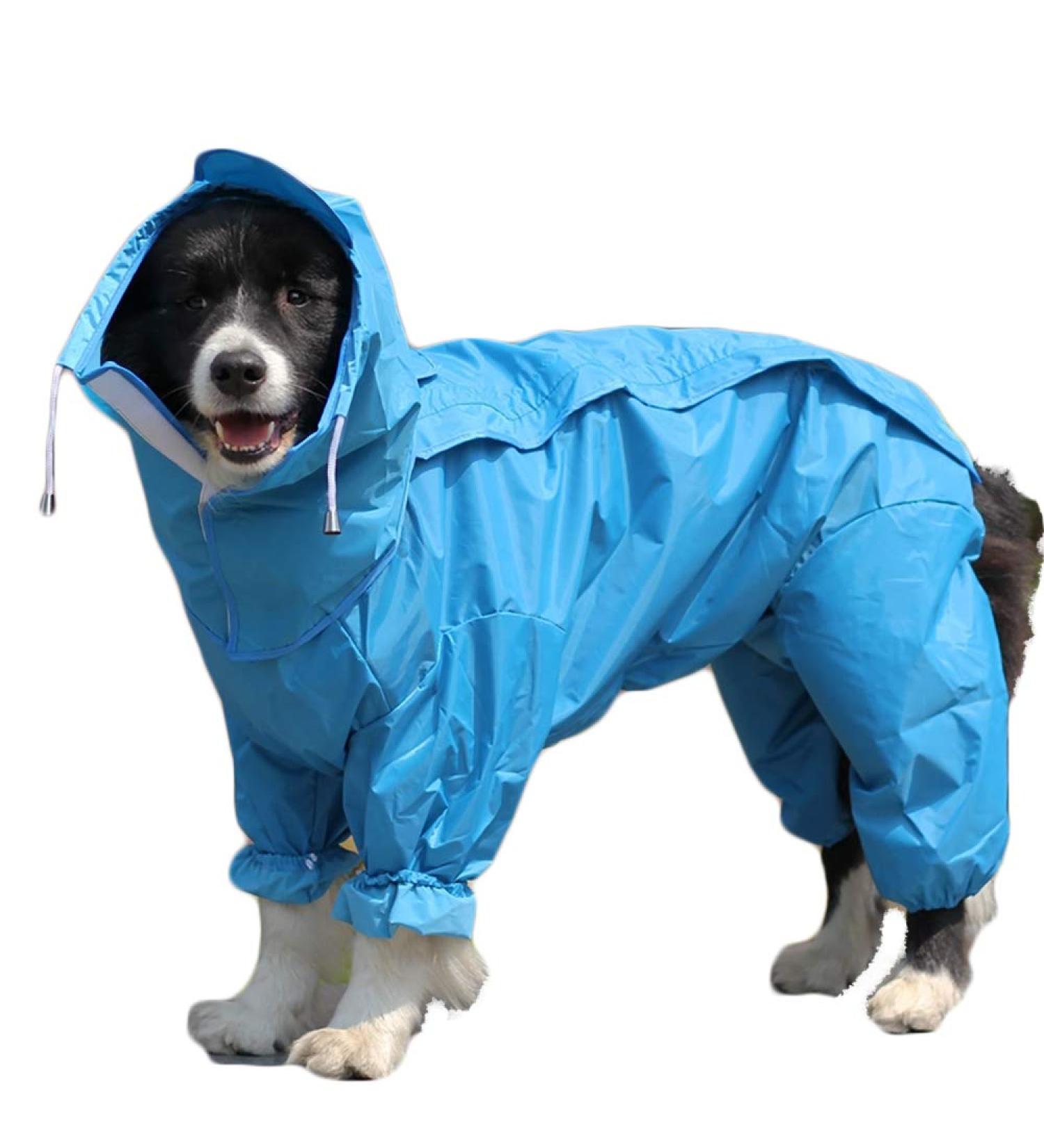 Tfeng Dog Raincoat with Removable Hoodie - Waterproof Dog Jacket for Outdoor Use - 10 Sizes Available (Blue 60cm Back Length) - Buy Online on GoSupps.com