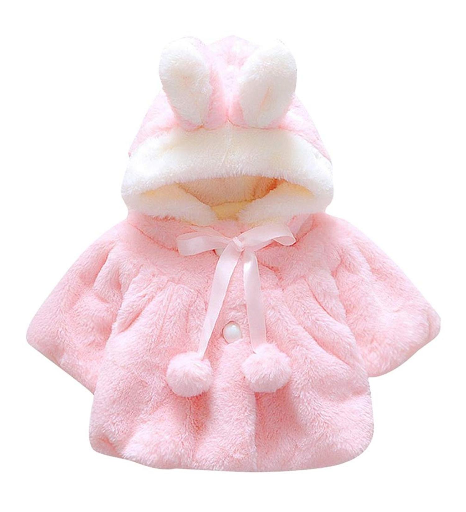 Newborn Baby Girl Faux Fur Hooded Cape Coat - Pink (0-36 Months) - Buy Online on GoSupps.com