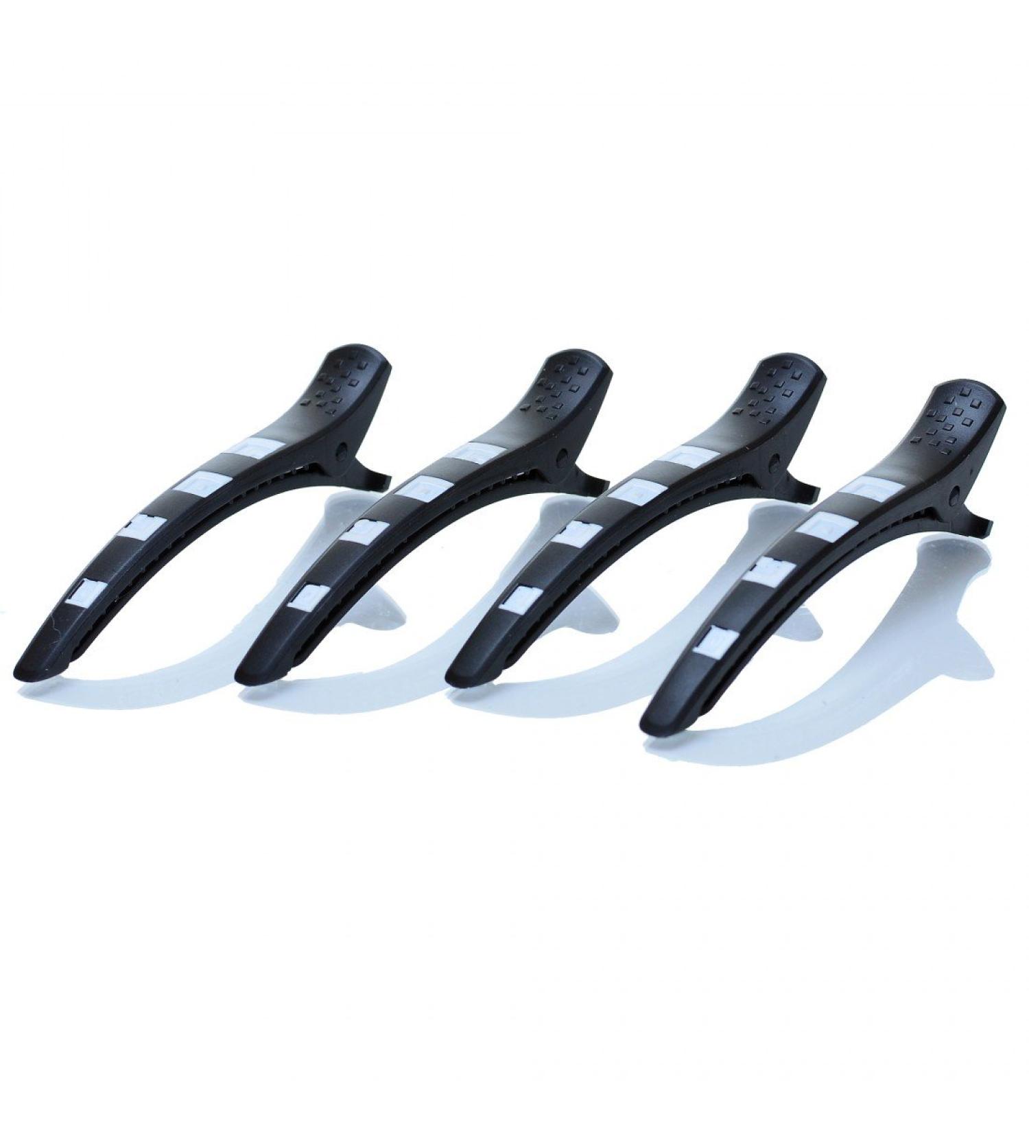 LCP Hairproducts 4 x Premium Silicone Hair Sectioning Clip Hair Clip Black
