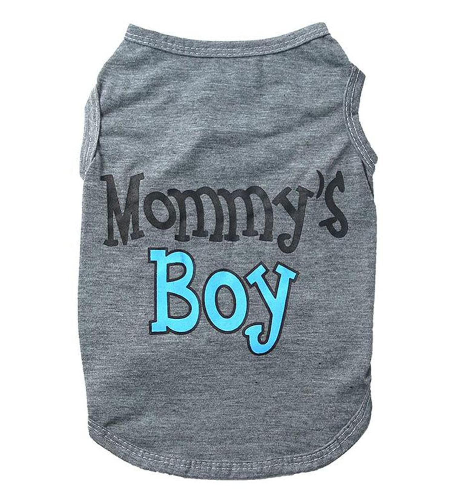 Small Dog Clothes Dog Vest Mommy's Boy Puppy Sleeveless T-shirt Pet Summer Costume Clothes Grey M - Buy Online on GoSupps.com