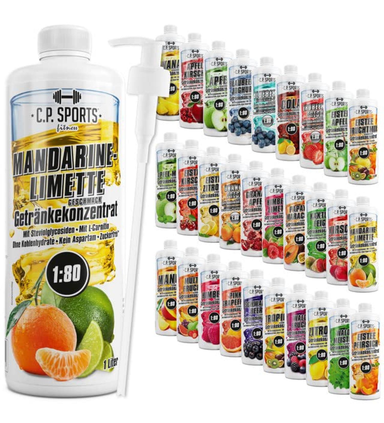 C.P.Sports Sugar-Free Beverage Syrup - Mandarine Lemon | 1L Concentrate for Vital Sports Drink | Mix with Water & Enjoy Vitamins - Buy Online on GoSupps.com