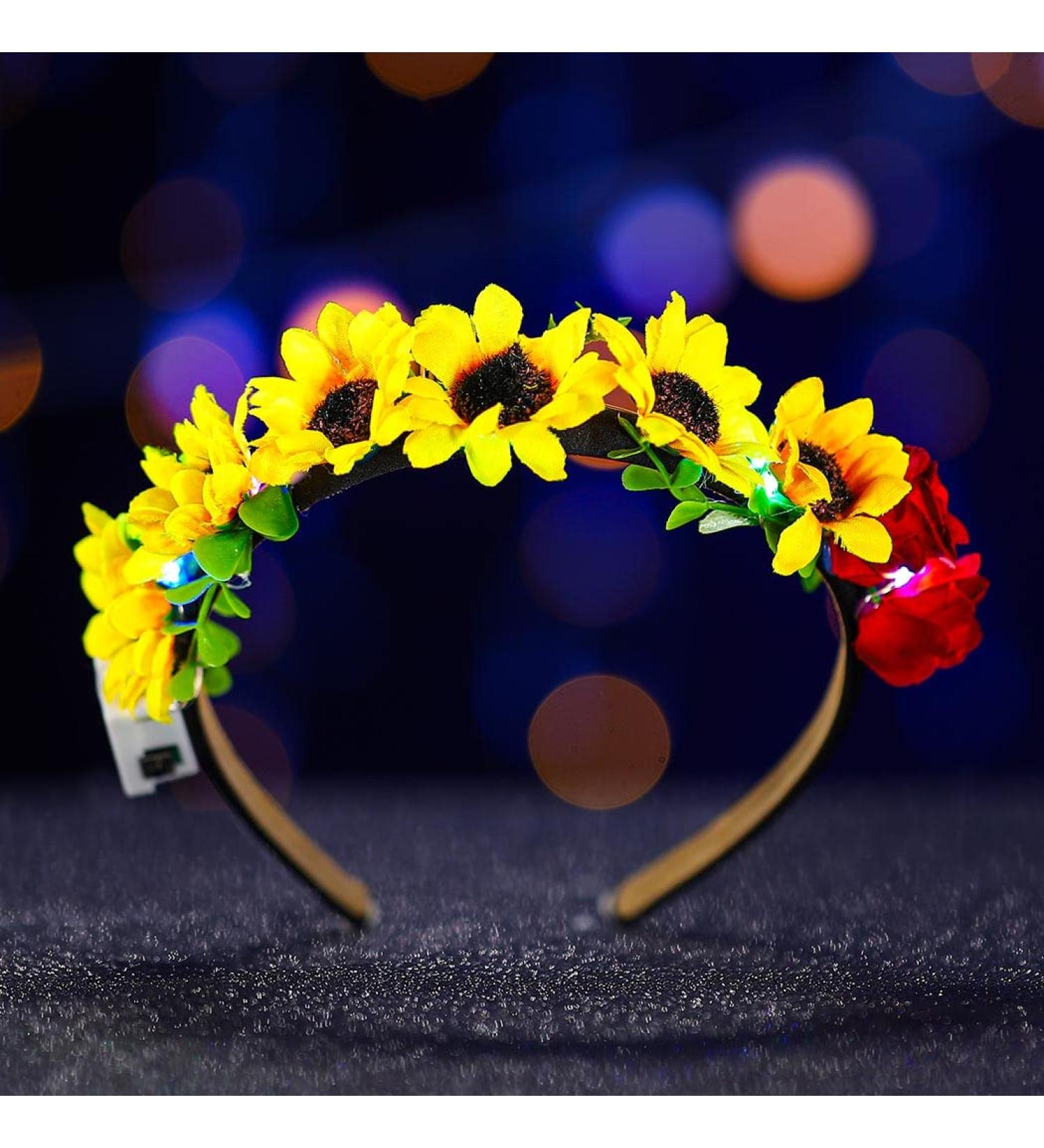 JEAIRTS LED Sunflower Headband for Women and Girls - Glowing Floral Hair Accessory (2-Sunflower) - Buy Online on GoSupps.com