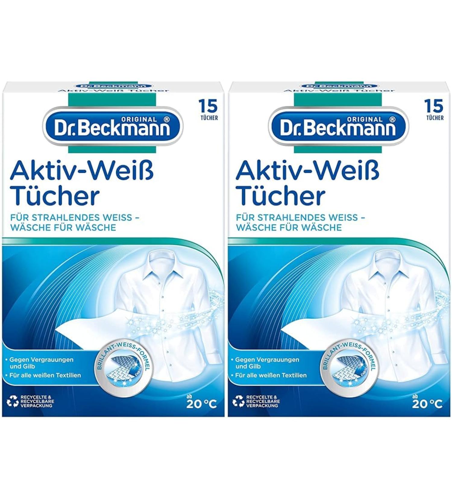 Dr. Beckmann Aktiv-WeiÃ Towels - Bright White with Every Wash | 15 Piece Pack (2 Packs) | Anti-Gray Laundry Solution - Buy Online on GoSupps.com