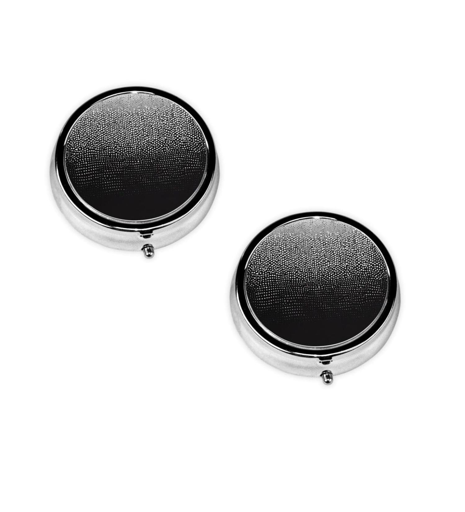 Shop Black White Glitter Mini Round Pill Box - 3 Compartment Travel Pill Organizer for Home & Office - Buy Online on GoSupps.com