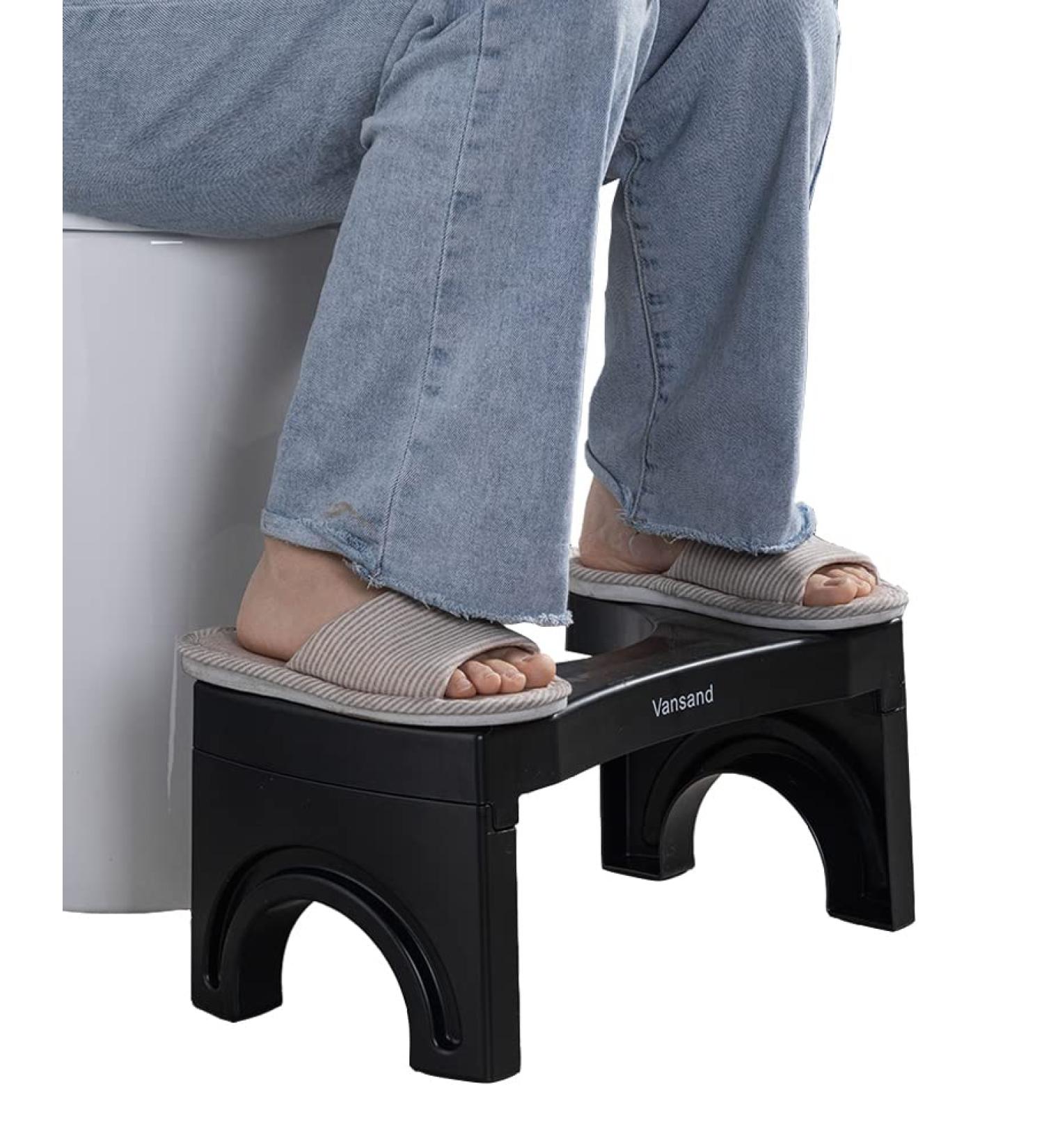 Vansand 7-Inch Folding Squatting Potty Poop Stool - Black | Toilet Auxiliary Step - Buy Online on GoSupps.com