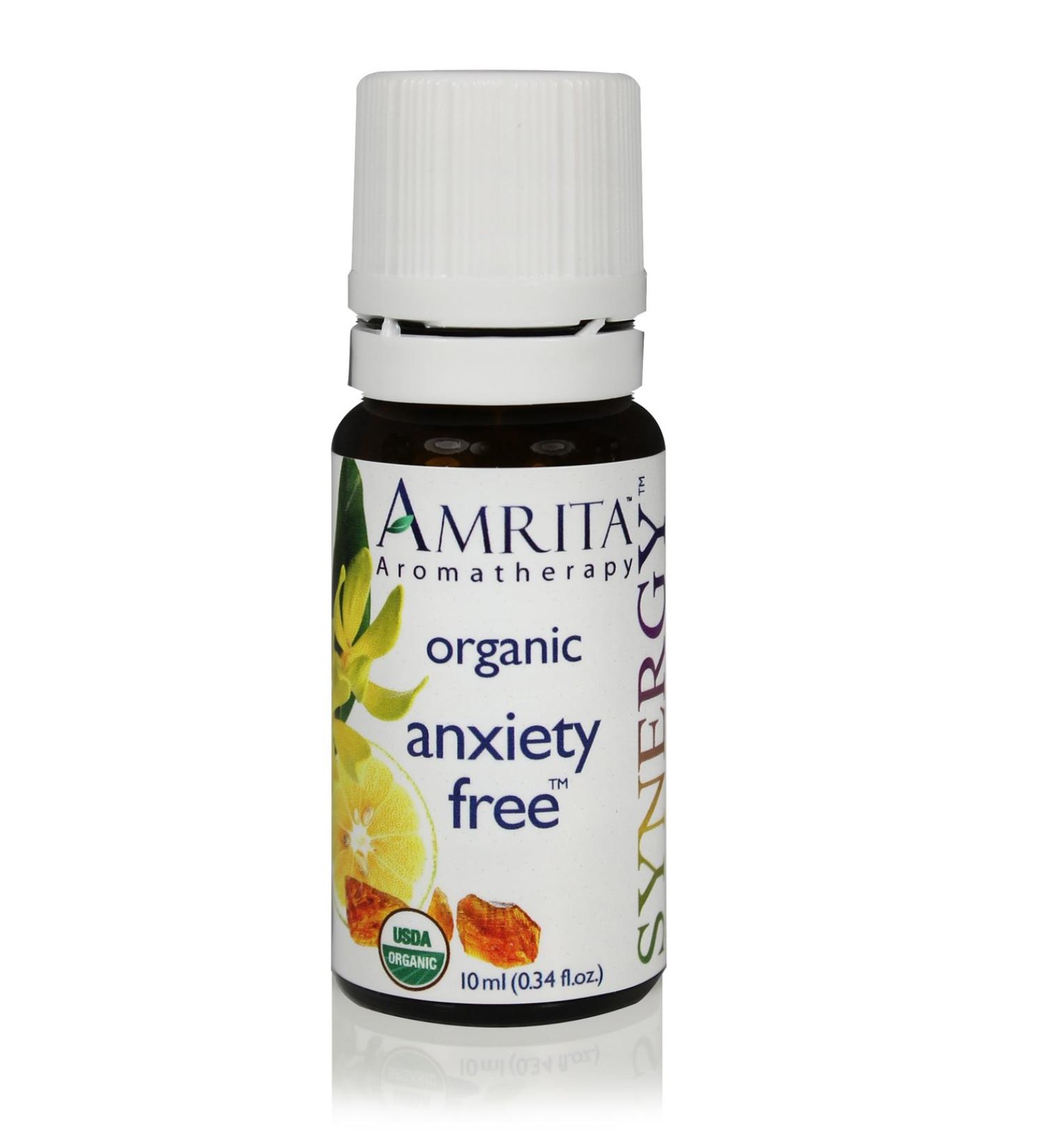 Amrita Aromatherapy: A. Free Organic Synergy Essential Oil Blend Reduce Nervousness Naturally 100% Pure and Undiluted Size: 10mL (0.34 Fl. Oz.)