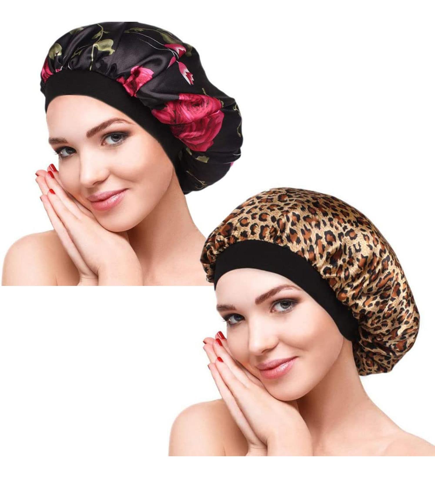 2 Pack Women's Satin Sleep Cap | Hair Care for Long & Curly Hair | Elastic Satin Hair Bonnet - Buy Online on GoSupps.com