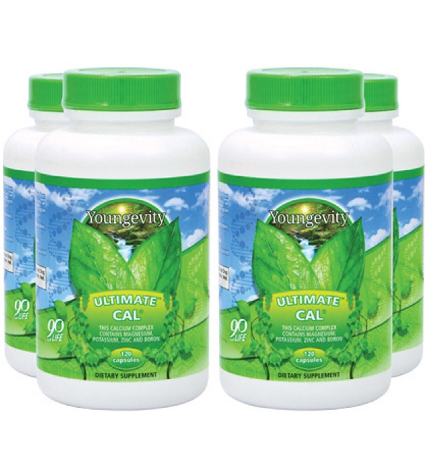 Youngevity Ultimate Cal - Calcium Magnesium Bone Health Supplement with D-3 Zinc Potassium Boron - Highly Absorbable - Immune and Bone & Ligament Support - 120 Capsules (Pack of 4) 120 Count (Pack of 4)