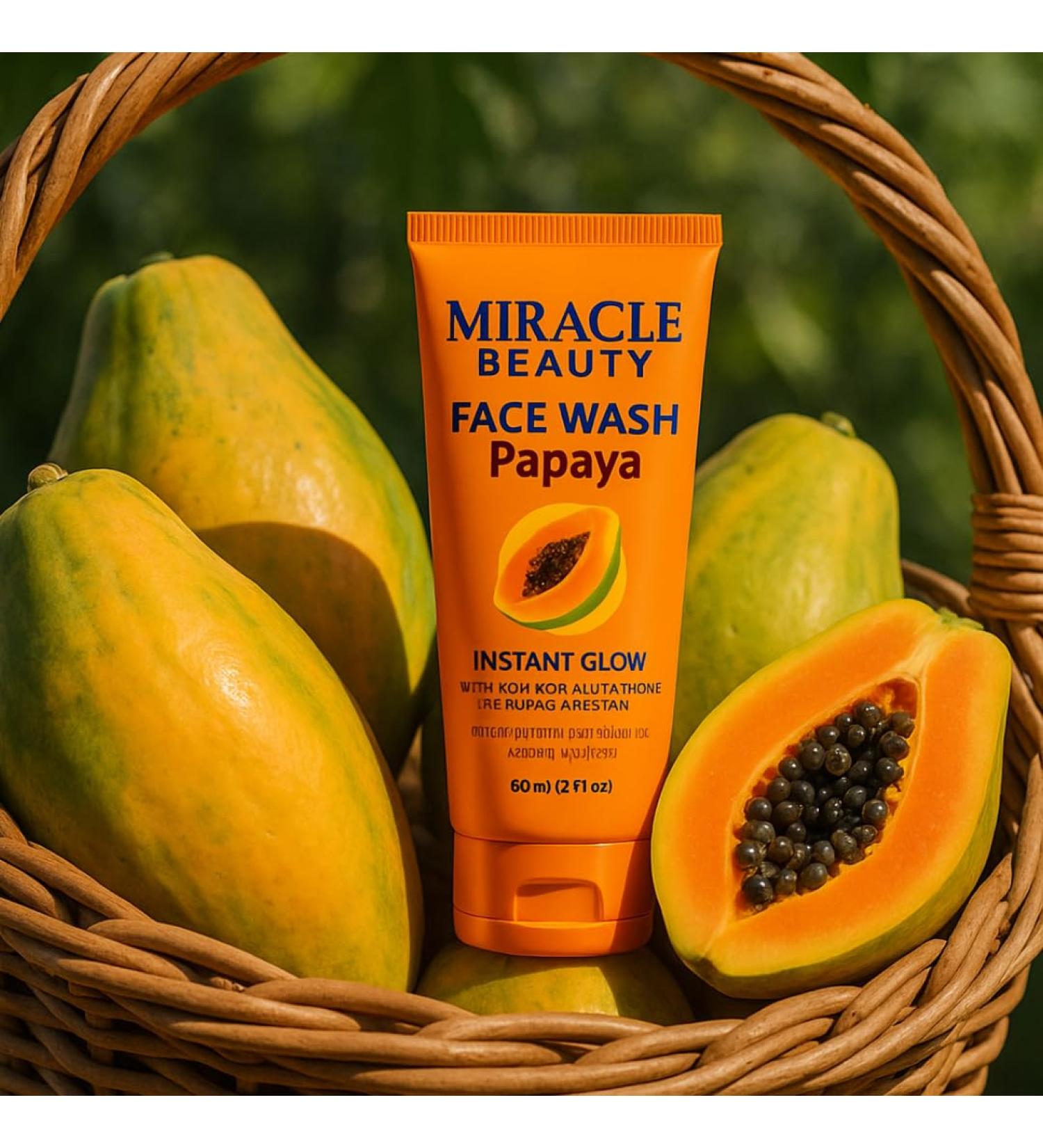 MACARIA Miracle Beauty Papaya Daily Routine Organic Face wash cleansing for acne & Clearing Skin Oily problems Skin Natural Paraben Free - Buy Online on GoSupps.com
