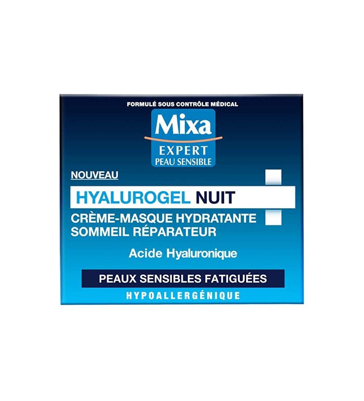 MIXA - Cr me Masque Nuit HYALUROGEL l'acide Hyaluronique peaux sensibles fatigu es- 50ml