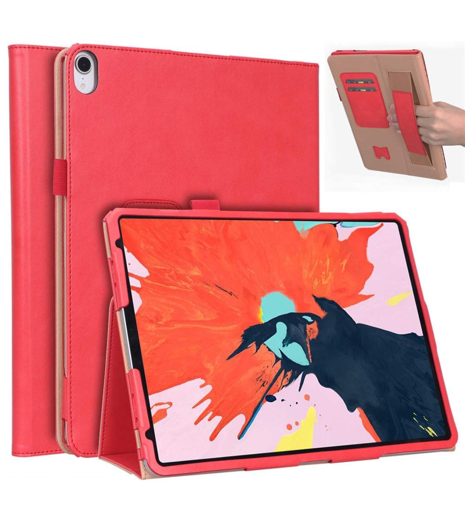 11 inch 2018 iPad Case Jennyfly PU Leather PU Leather Lightweight Auto Wake/Sleep with Pen Strap & Hand Strap & Card Slot Hand Free Stand Soft Back Protective Cover for 2018 1st Gen iPad 11 - Red 2018 iPad 11(1st Gen) Red - Buy Online on GoSupps.com