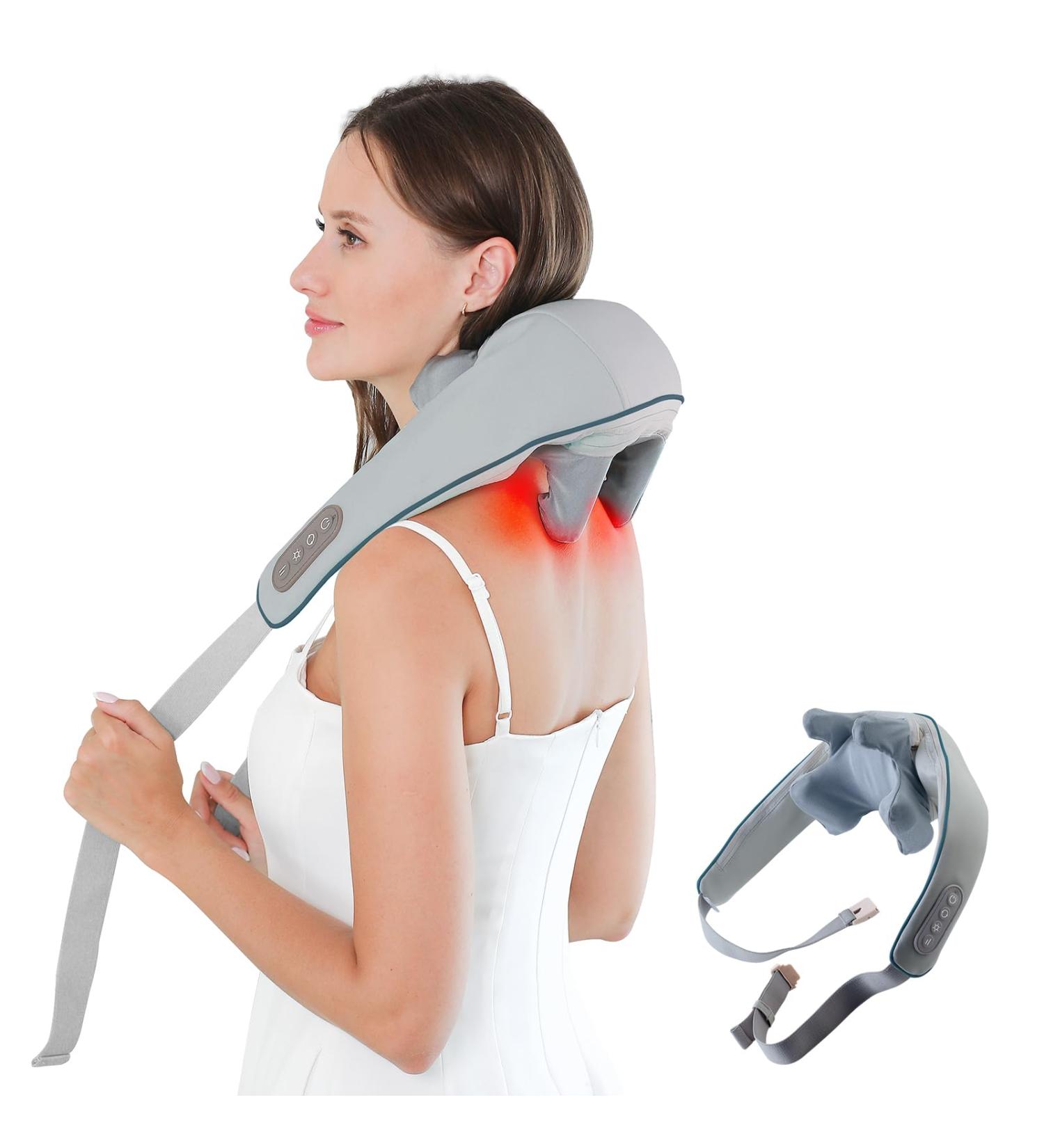Shiatsu Neck Massage Device with Heat | 5D Deep Tissue Relief for Neck Back & Shoulder Pain | International Shipping Available - Buy Online on GoSupps.com
