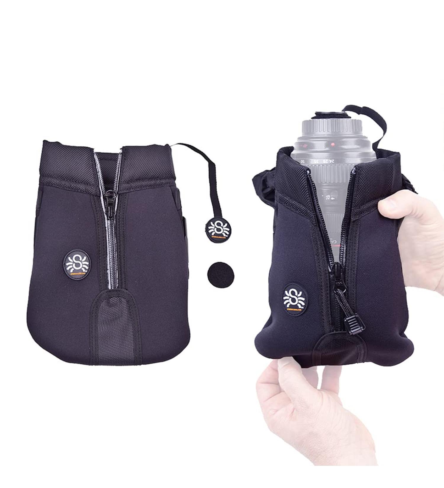 Spider Holster SpiderPro Medium Camera Lens Pouch - One-Handed Zipper Access, Rain Hood, Velcro Tether - 24-70mm Lens, Black - Buy Online on GoSupps.com