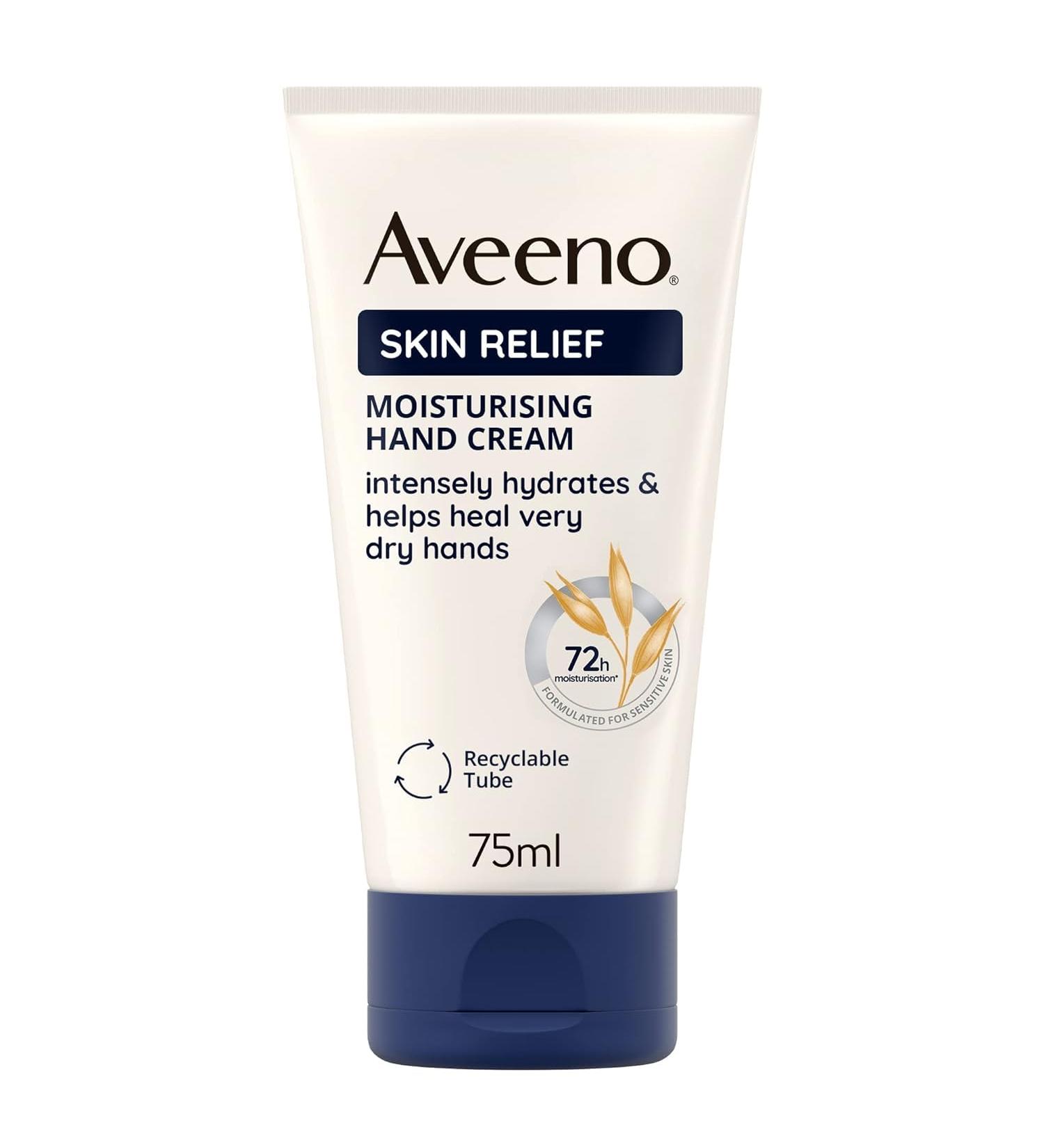 Aveeno Skin Relief Moisturizing Hand Cream (75 ml) - Perfume-Free Vegan Formula for Very Dry Hands with Soothing Oats & Shea Butter | Natural Skin Care - Buy Online on GoSupps.com