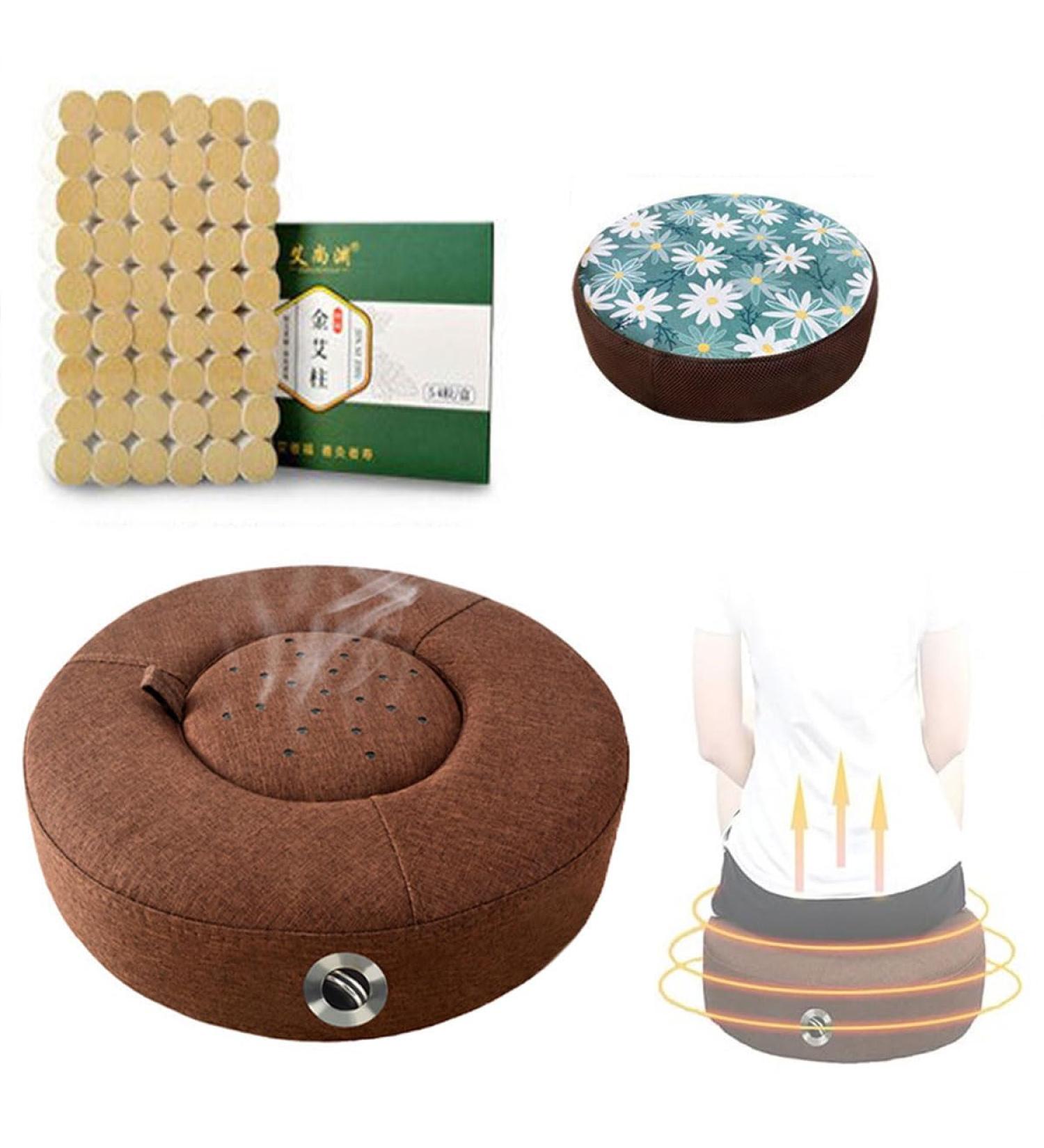 40CM Smokeless Moxibustion Cushion Round Solid Wood Sitting Moxibustion Bench 360 Rotatable Vent Adjust Temperature Moxibustion Heating Pad for Yoga Relax Body Relax - Buy Online on GoSupps.com