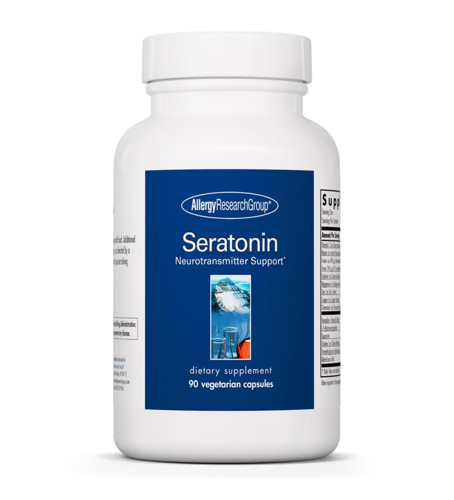 Allergy Research Group Seratonin - Neurotransmitter Support - Vitamin C Niacin Folate & More - Supports Serotonin Pathways a Positive Outlook & Restfuness - 30 Servings - 90 Capsules - Buy Online on GoSupps.com