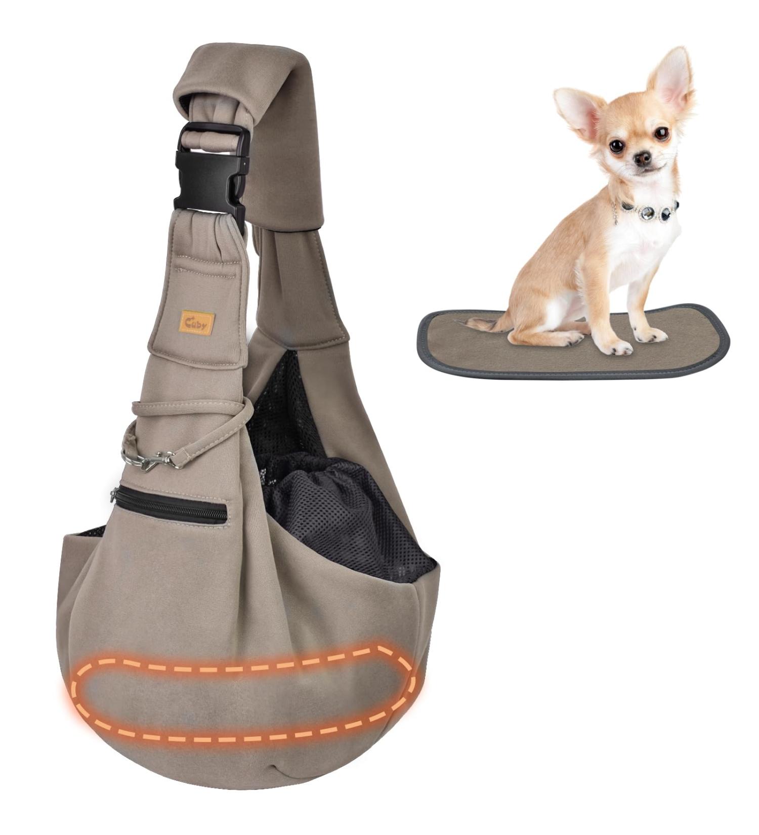 Cuby Dog & Cat Carrier Bag - Adjustable Straps Zip Pocket Small Dog Travel Bag (Gray Push Button Coffee Brown) - Buy Online on GoSupps.com
