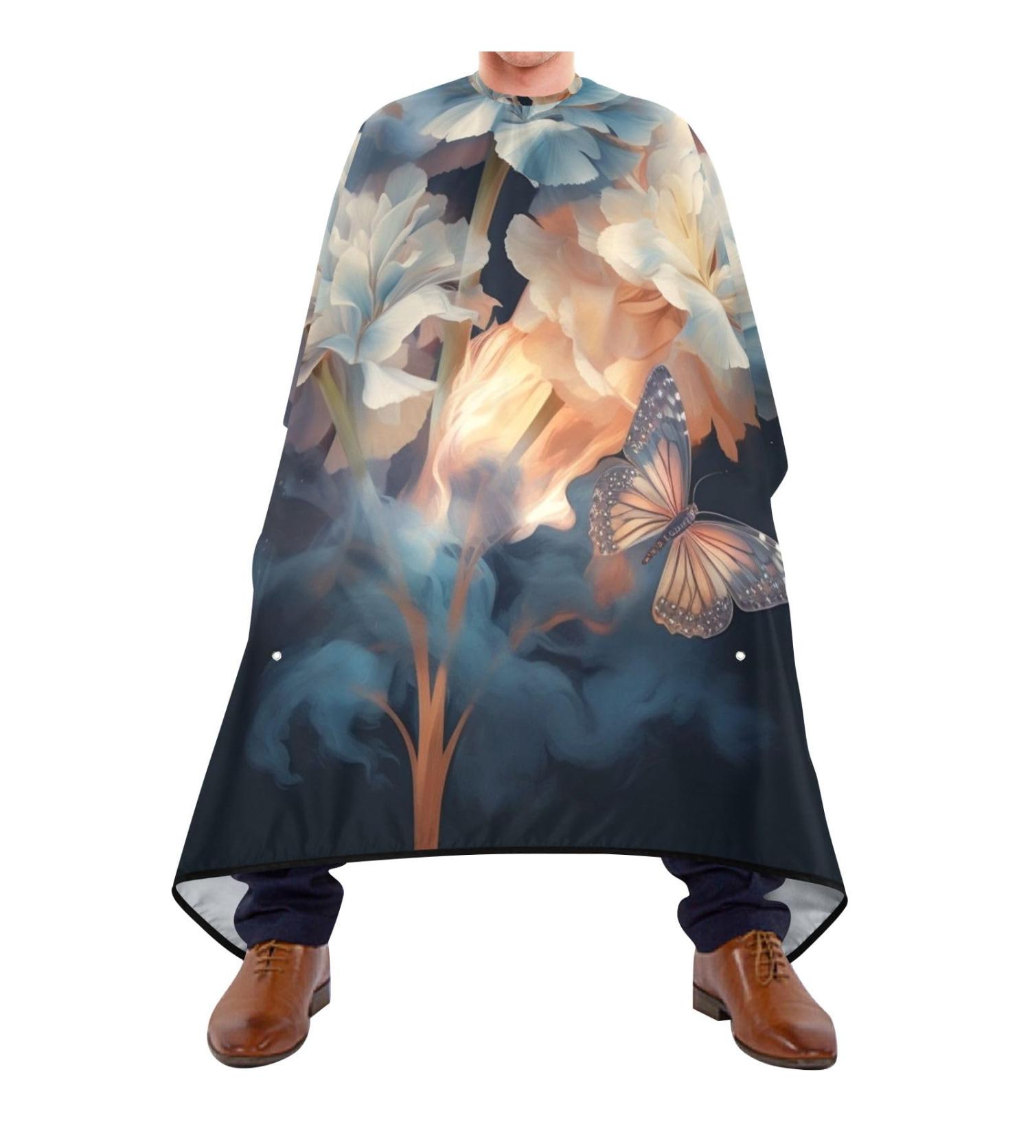 Waterproof Barber Cape - White Flower & Cheetah Haircut Bib for Men | Unisex Hair Cutting Cape - Buy Online on GoSupps.com