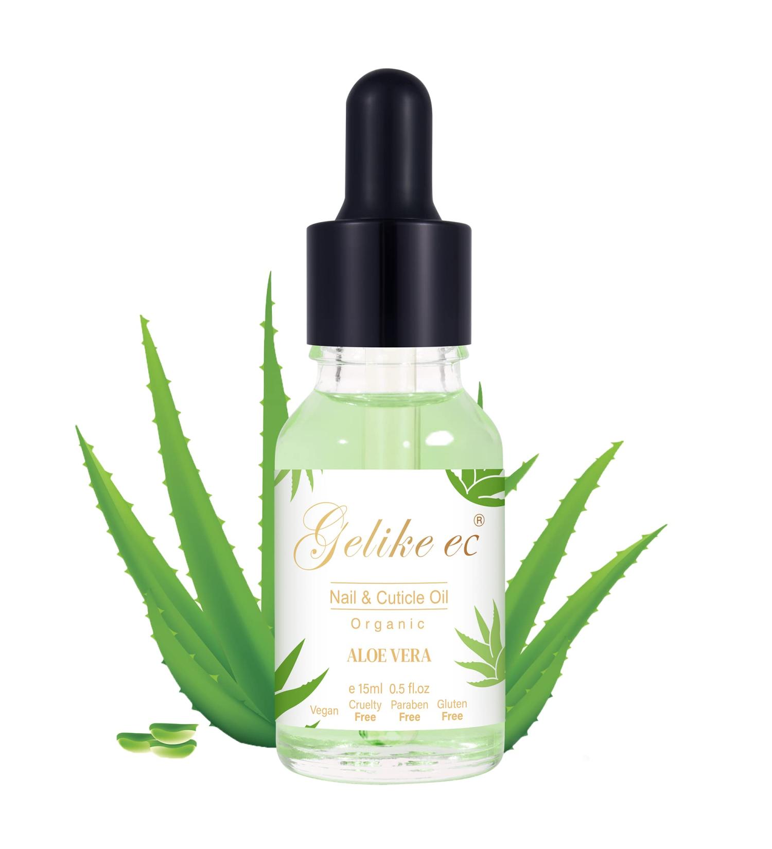 Gelike Organic Cuticle Nail Oil 15ml with Vitamin B & E - Moisturizing Essential Oil for Nail Care Repair & Growth - Convenient Dropper Design - Aloe Vera Infused - Buy Online on GoSupps.com