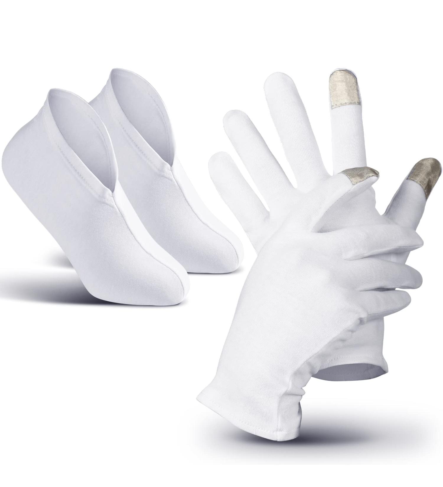 Sintege 10 Pairs Moisturizing Socks and Gloves Set - Touch Screen & Cosmetic White | Hand & Foot Spa Treatment for Dry, Chapped Skin | Overnight Gloves & Spa Socks for Men and Women - Includes Storage Bag - Buy Online on GoSupps.com