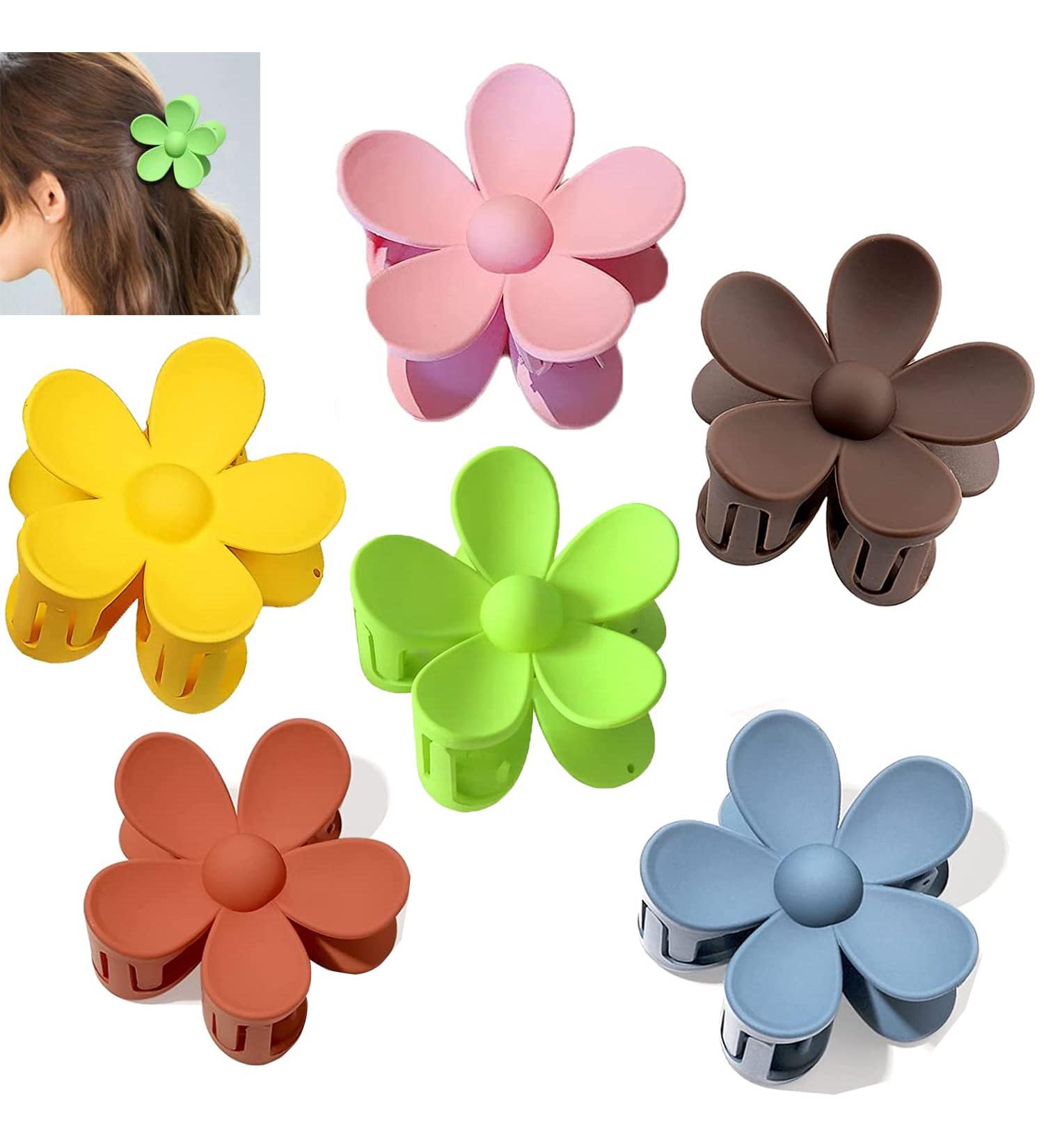 Flower Big Hair Claw Clips 6 PCS Set - Strong Hold Jaw Clamps for Thick Hair Women & Girls - Buy Online on GoSupps.com