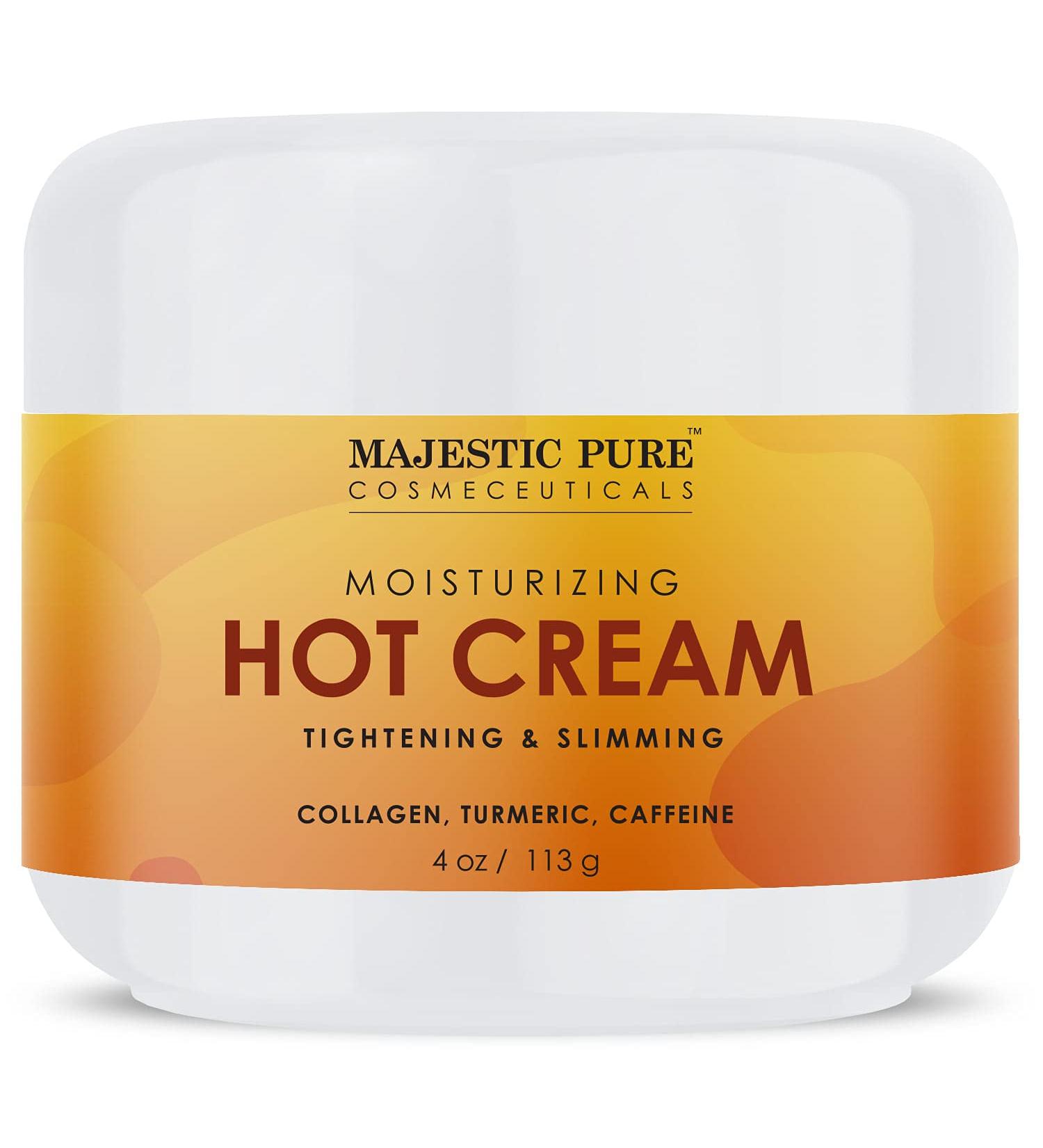 Majestic Pure Hot Cream 4 oz - Cellulite Soothing, Relaxing, Tightening & Slimming with Collagen, Turmeric, Vitamin A & E - Body Firming Cream - Buy Online on GoSupps.com