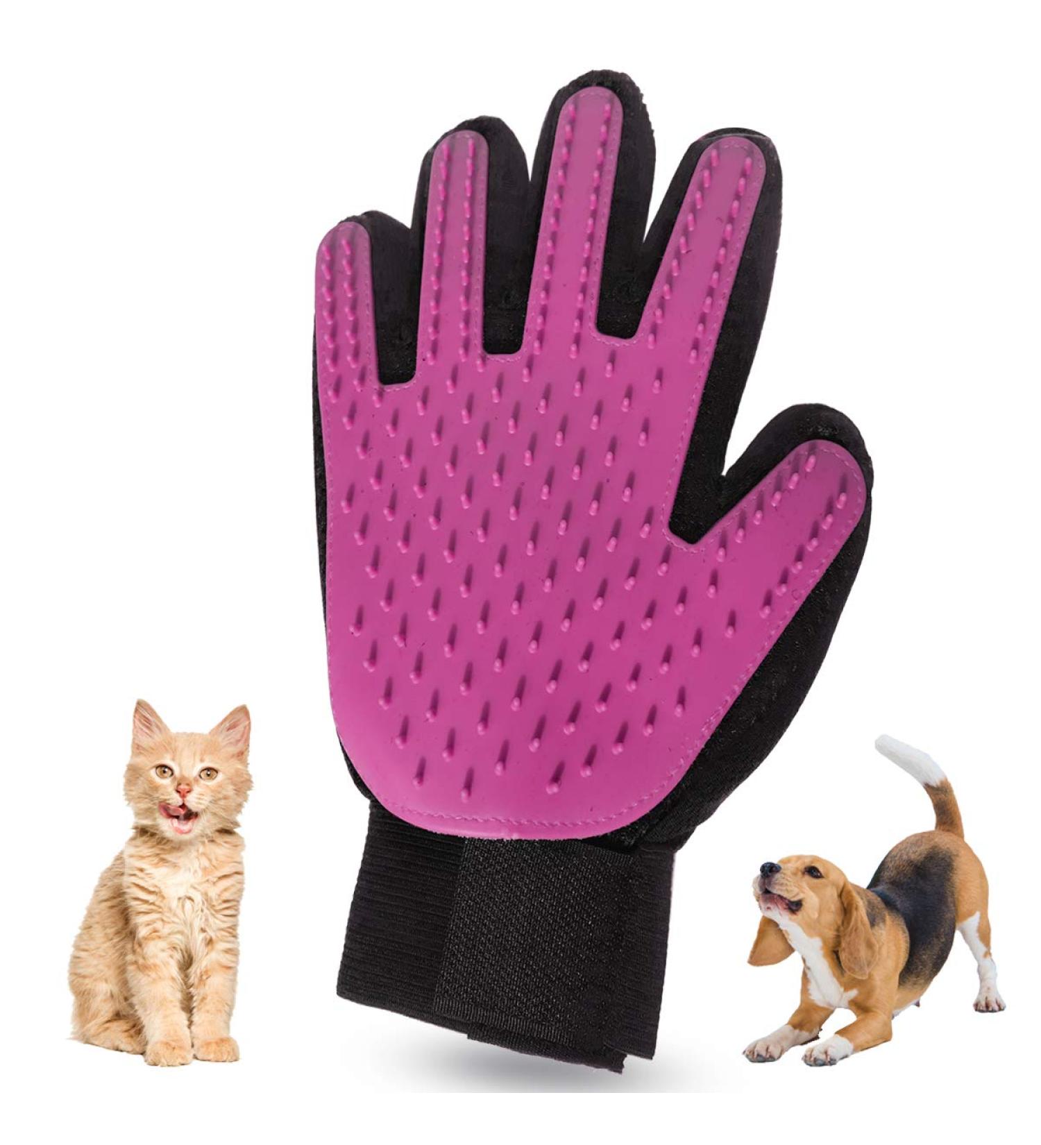 Pet Grooming Glove Pet Hair Remover Mitt Moulting - Deshedding Brush Glove - Soft Silicone Tips for Gentle Massage For Cats & Dogs with Long & Short Fur (Purple Right) Purple Right - Buy Online on GoSupps.com