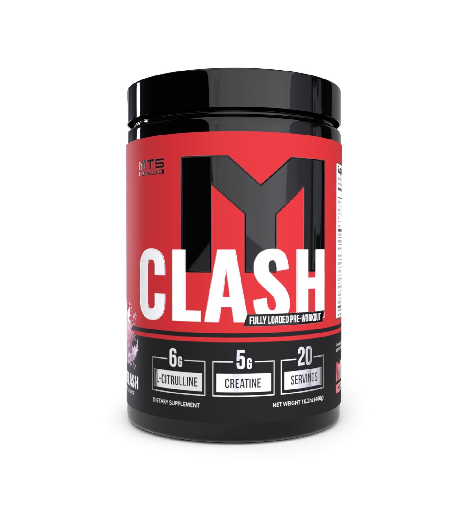 MTS Nutrition Clash Pre Workout Powder Grape Splash - Pre Workout Energy with Creatine + 250mg Caffeine and Beta-Alanine Performance Blend - Powered with VitaCholine - 20-40 Servings - Buy Online on GoSupps.com