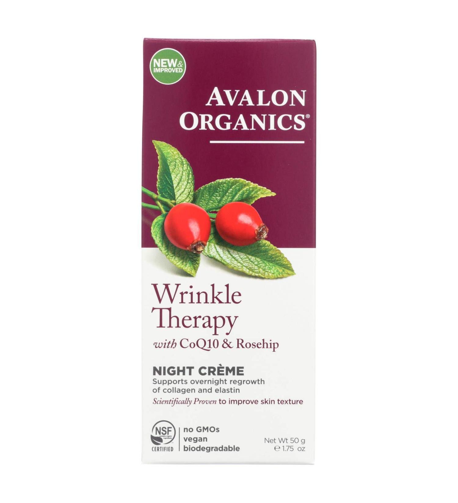 Avalon Organics Wrinkle Therapy With CoQ10 & Rosehip Night Creme 1.75 oz (50 g)