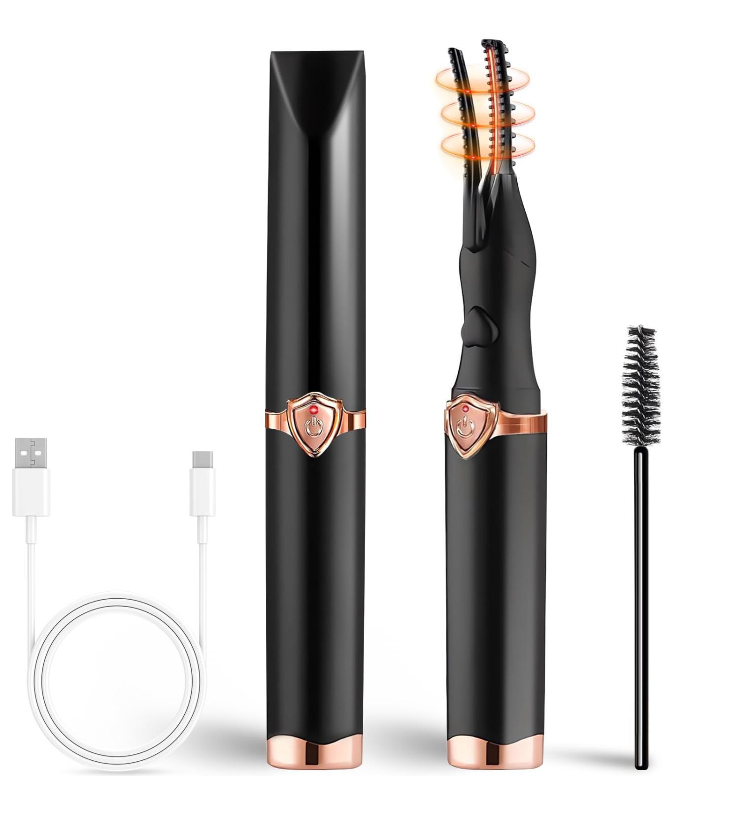 Heated Eyelash Curler Electric Eyelash Curler USB Rechargeable Lash Curler Long Lasting Natural Curling Mini Portable Quick Heated Lash Curler Intelligent Eyelash Makeup Tool for Girls Women Black - Buy Online on GoSupps.com