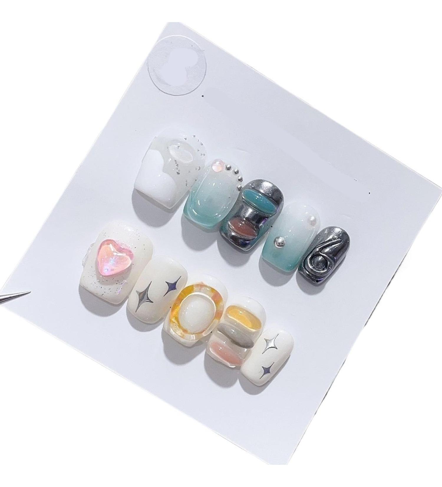 Handmade Wear Nail Piece Short Nail Sticker Detachable Finished Product Manicure False Nails(XS) - Buy Online on GoSupps.com