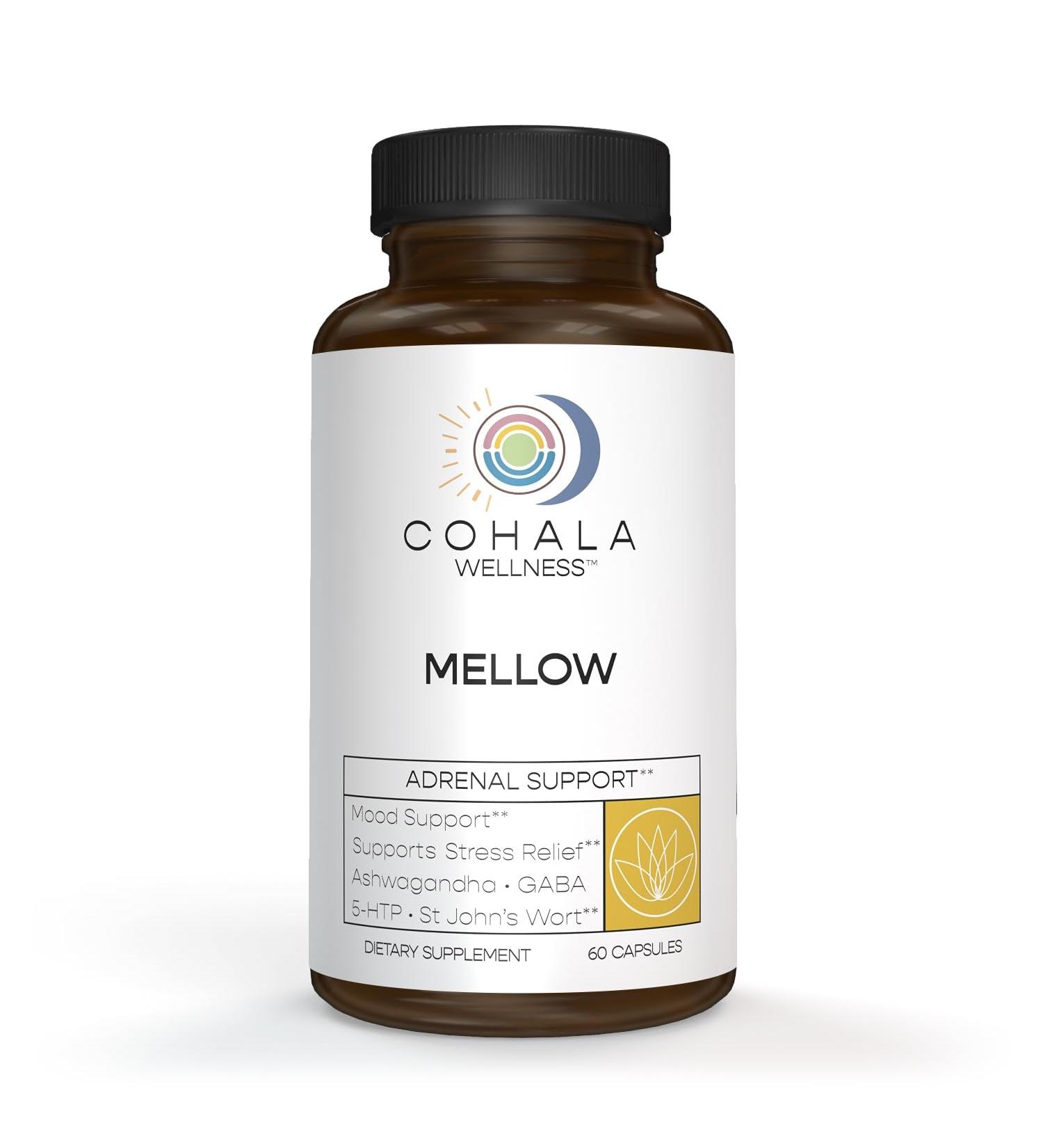 COHALA WELLNESS Mellow - Mood Supplement Ashwagandha GABA St Johns Wort 5HTP Calm Stress Support Self Care - 60 Capsules - Buy Online on GoSupps.com