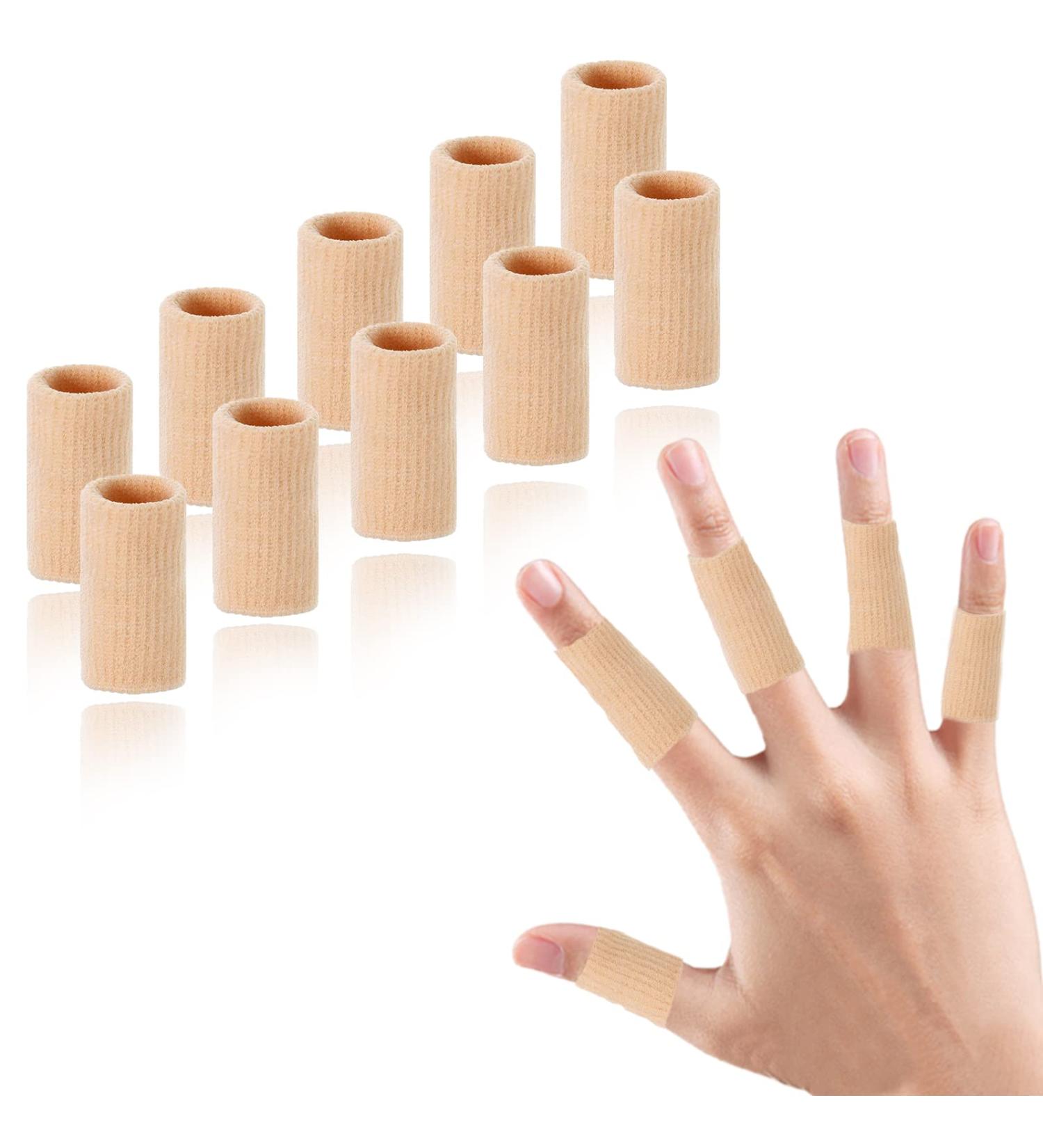 EDNYZAKRN Finger Compression Sleeves - 10Pcs Finger Support Protectors for Trigger Finger, Arthritis, Swelling - Breathable Elastic Thumb Brace for Basketball Sports - Pain Relief - One Size Beige - Buy Online on GoSupps.com