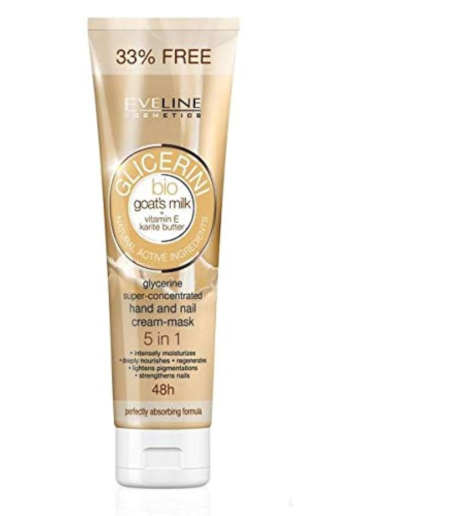 Eveline Glycerine Hand And Nail Cream Mask 5 In 1 Organic Goat's Milk And Vitamin E 100ml