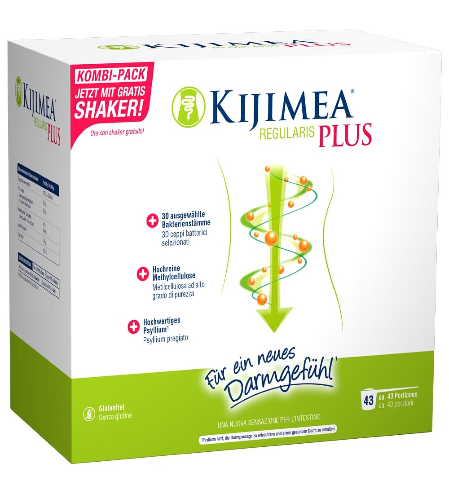 Kijimea Regularis Plus - New Intestinal Feeling with Methyl Cellulose Psyllium & 6 Bacterial Cultures | Free Shaker Included (525g) - Buy Online on GoSupps.com