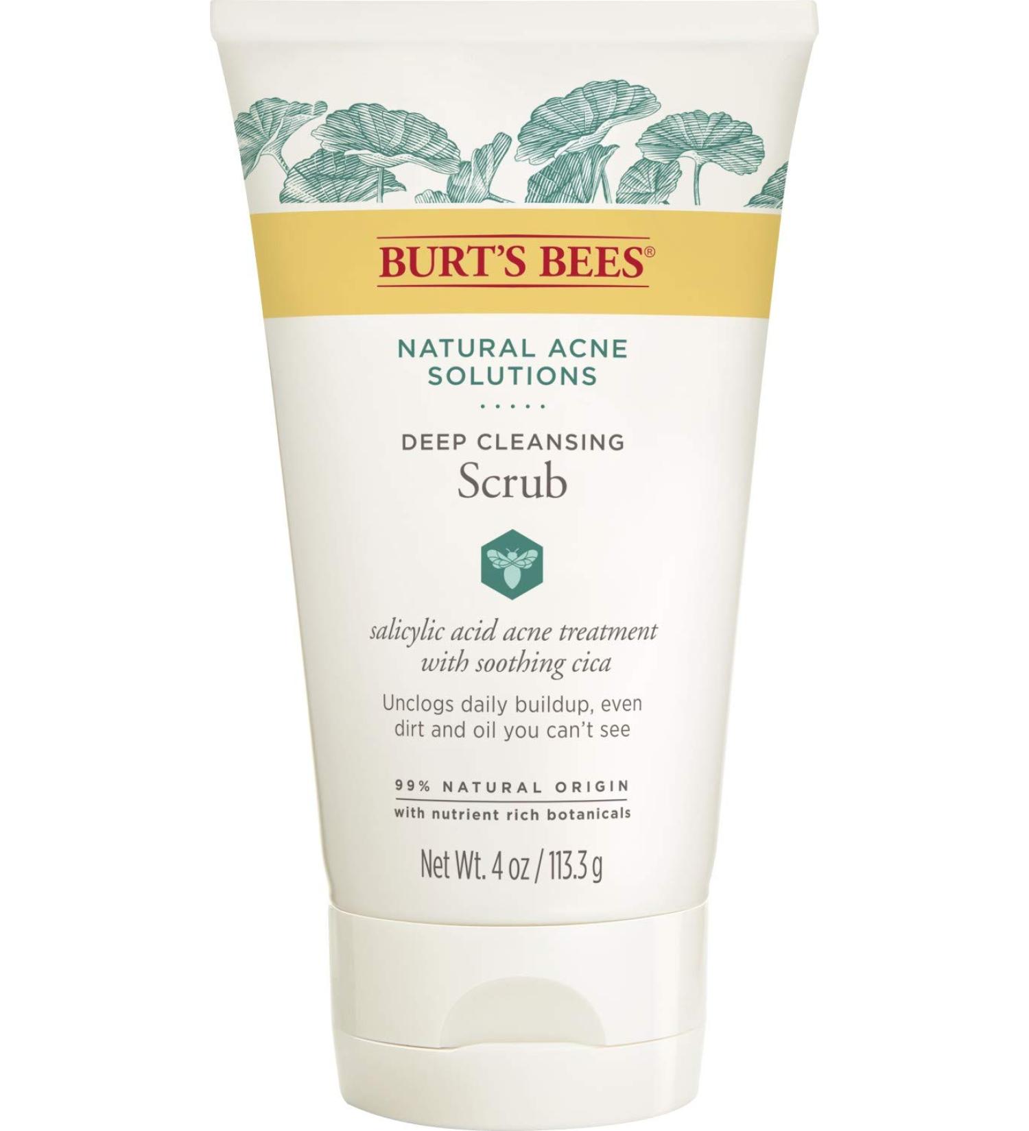 Burt's Bees Natural Acne Solutions Pore Refining Cleansing Scrub 4 Oz - Exfoliating Face Wash for Oily Skin - Buy Online on GoSupps.com