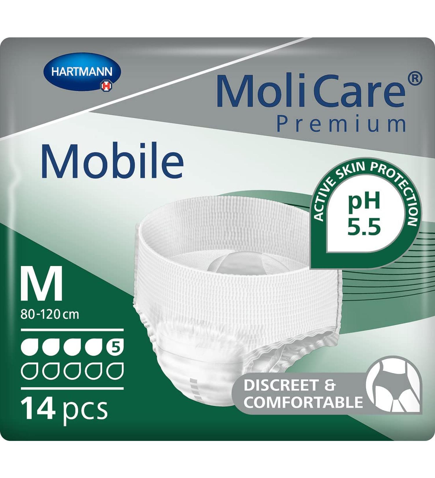 Molicare Premium Mobile Disposable Pants - Incontinence Solutions for Men & Women | Size M (80-120 cm) - 14 Pieces - Buy Online on GoSupps.com