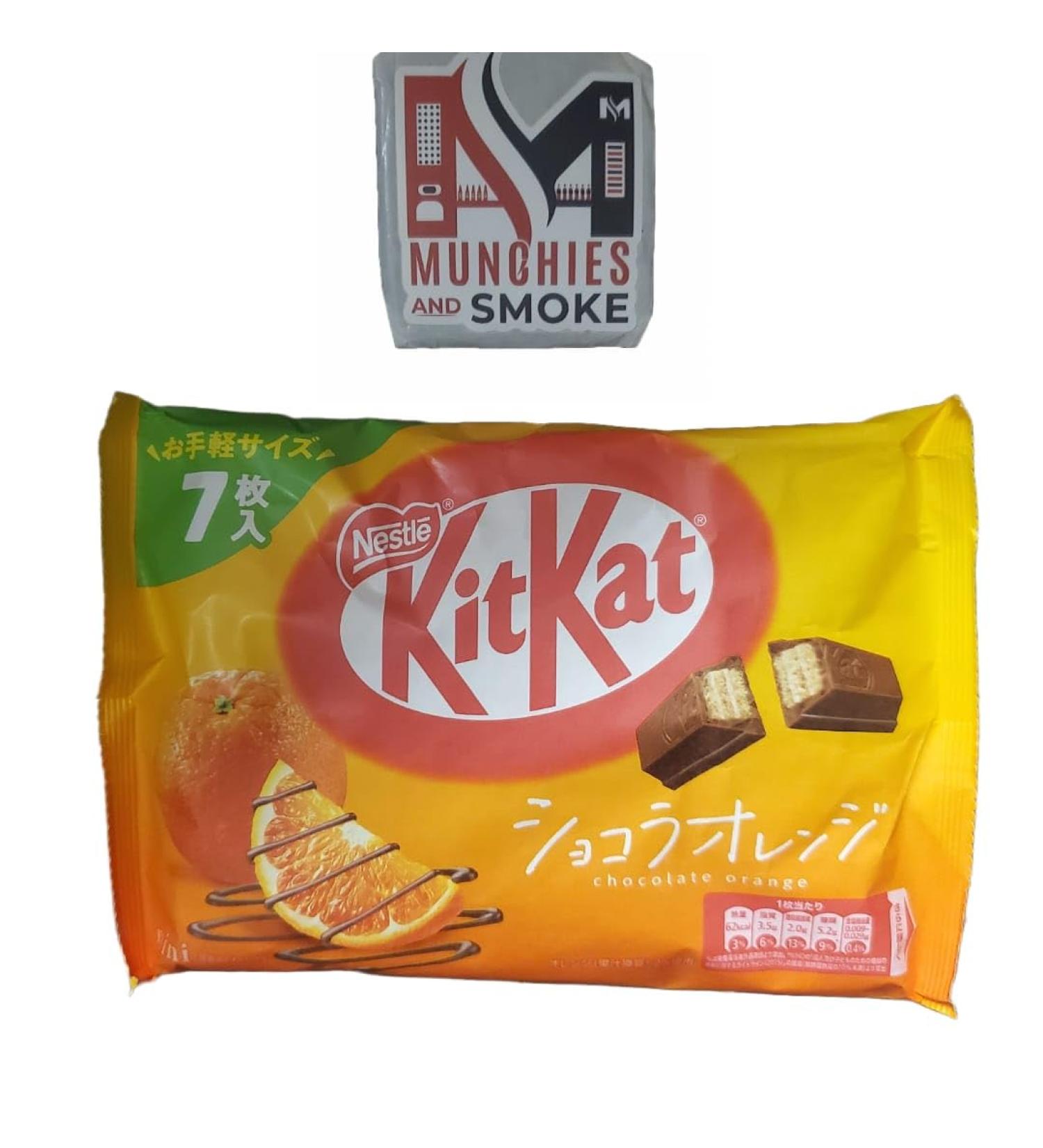 1 Bag (7 Mini Bars) - Japanese Orange KIt Kat Mini 2 Fingers/Bar - Imported Wafer Chocolate - Sold by Munchies And Smoke