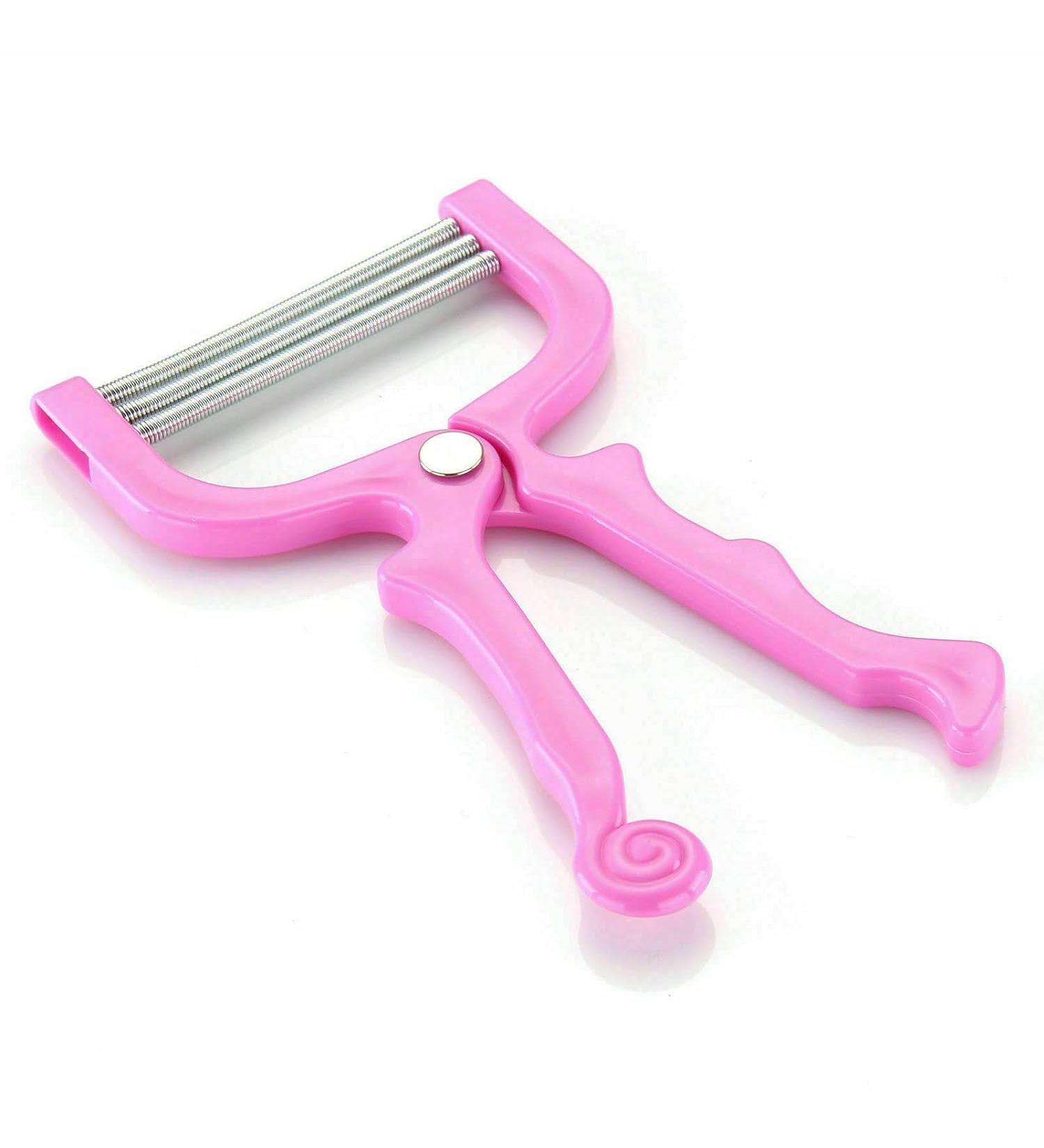Handheld Facial Hair Epilator Threading Tool Manual Portable Epilator Spring Facial Hair Remover Beauty Tools for Women. (Pink - 1)
