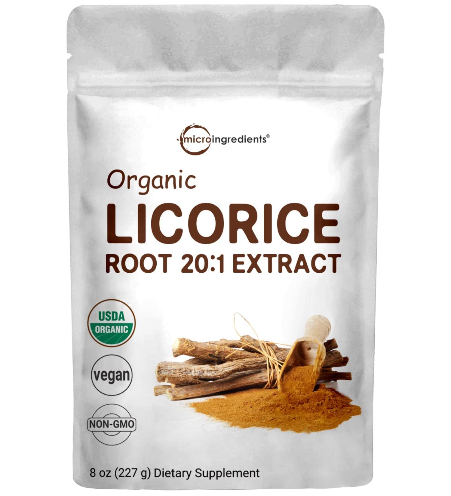 Organic Licorice Root Extract 20:1 Powder - 8oz (1 Year Supply) | Pure Licorice Tea Powder for Cough Relief and Comfortable Breathing | Non-GMO, Vegan Friendly - Buy Online on GoSupps.com