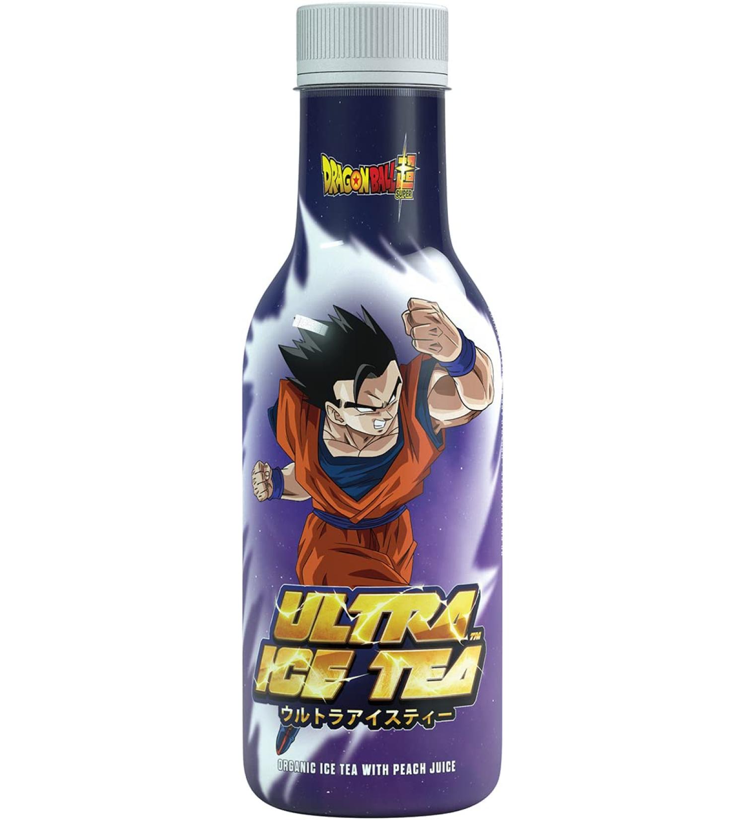 Ultra Ice Tea Bio Vegan Black Tea Drink - Refreshing Peach Flavor with Gohan from Dragon Ball - 500ml Disposable - Buy Online on GoSupps.com