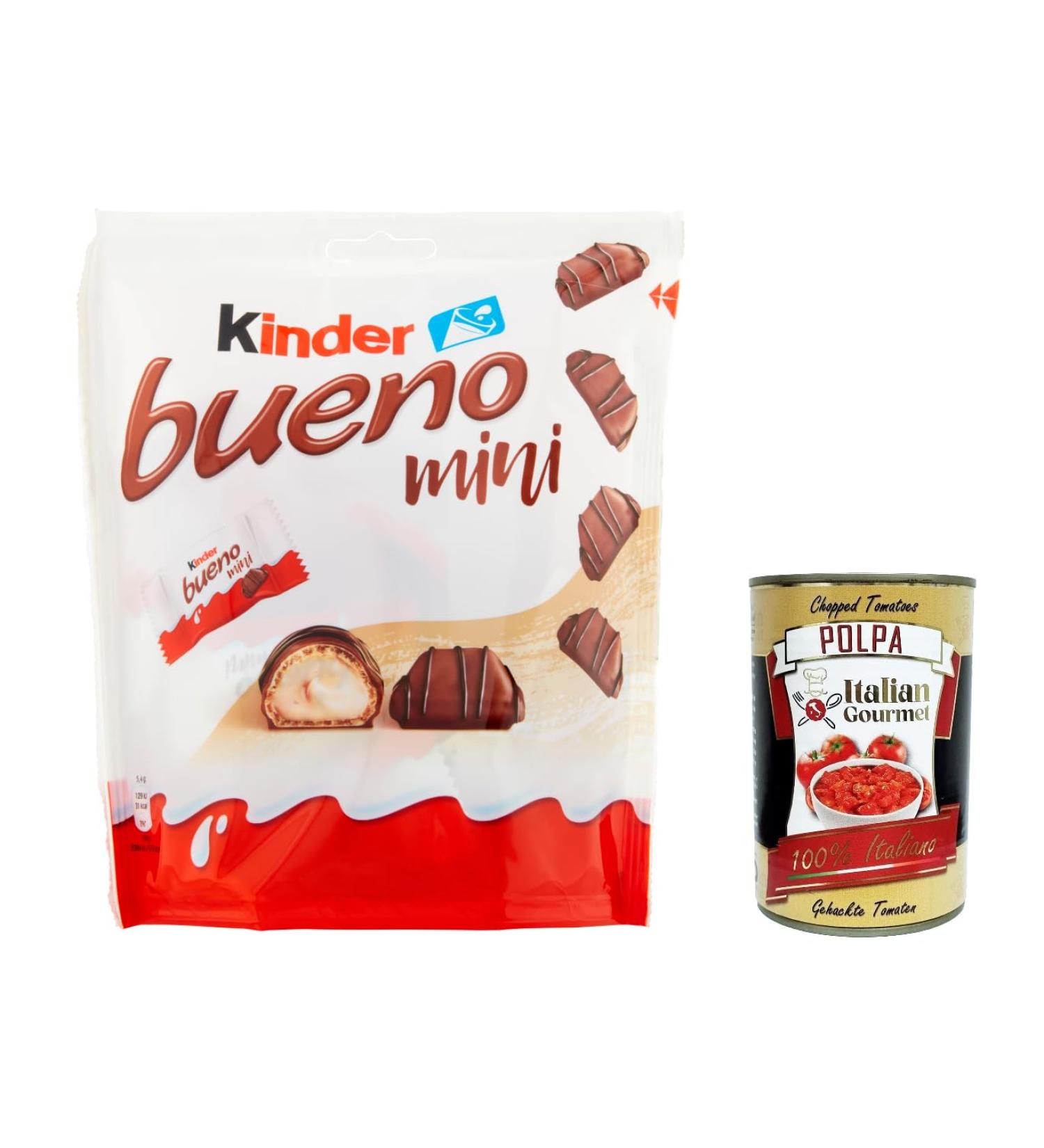  Italian Gourmet E.R. Bueno 12 Mini Chocolate Bars for Kids with Milk Cream and Hazelnut 108g + Italian Gourmet Polpa 400g - Buy Online on GoSupps.com