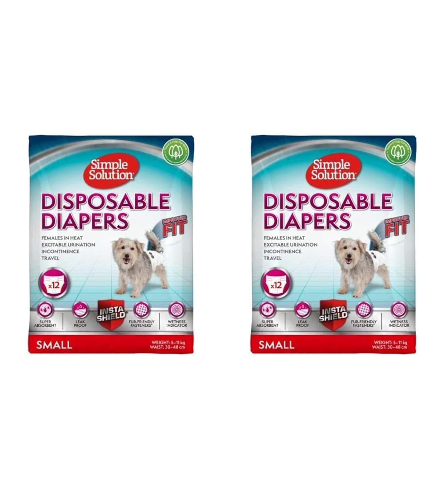 Simple Solution Disposable Dog Diapers for Bitches - Super Absorbent & Spout-Safe Fit - Nativity Indicator 24 Pack S (2 Series Pack) - Buy Online on GoSupps.com
