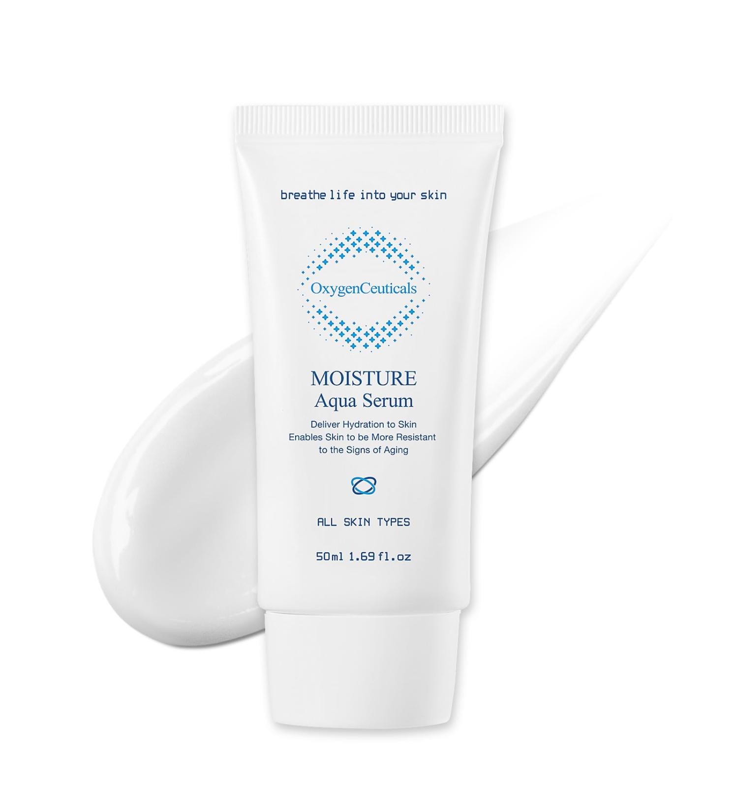 OxygenCeuticals Moisture Aqua Serum Deep Hydrating & Moisturizing Serum with Hyaluronic Acid & Jojoba Oil Non-Irritating Formula suitable for Dry Oily & Acne-Prone Skin. 1.69 fl.oz (50ml) 1.69 Fl Oz (Pack of 1) - Buy Online on GoSupps.com