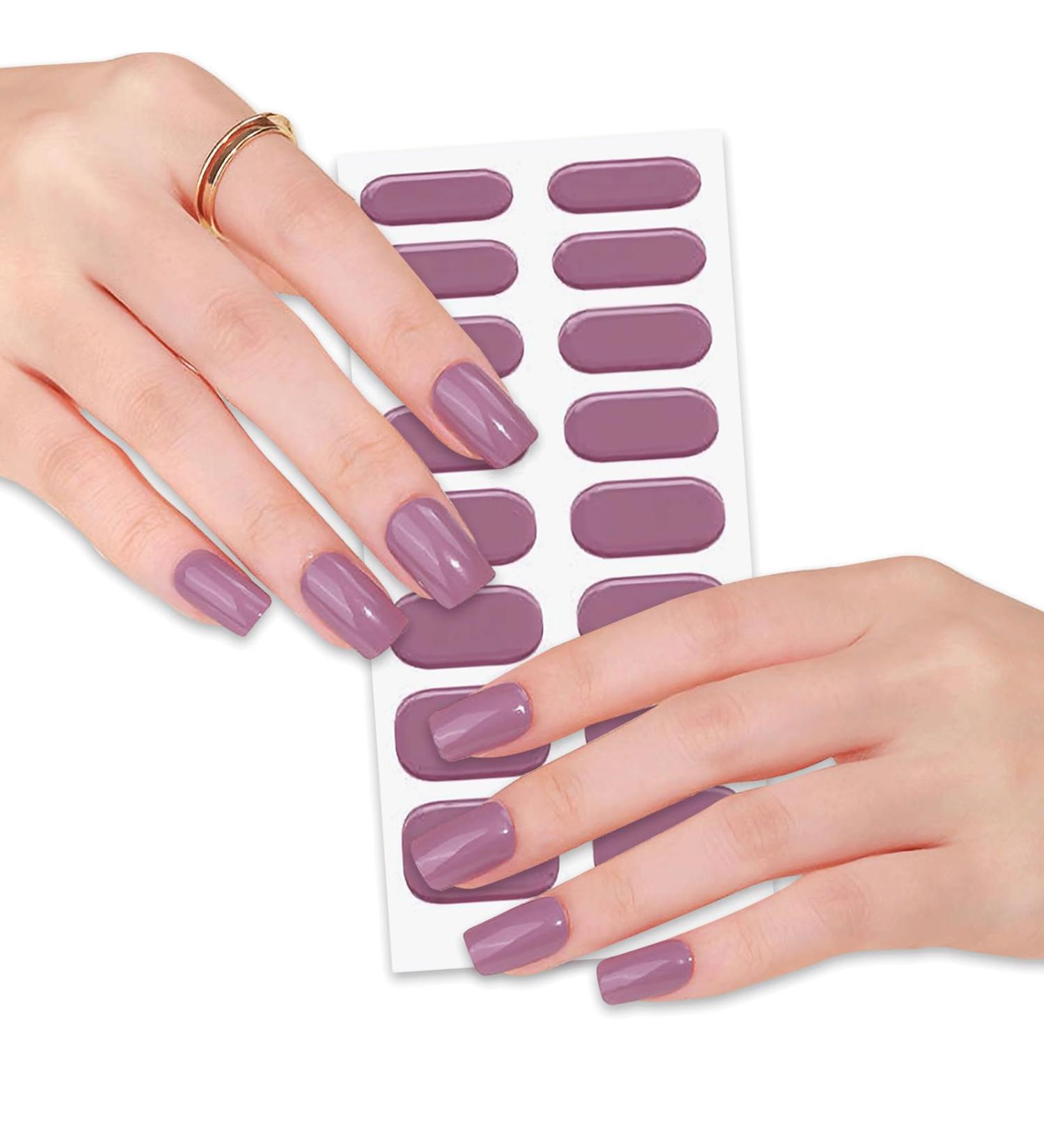 Beautfave Semi Cured Gel Nail Strips White 16Pcs - Waterproof Purple Nail Wrap Stickers with Nail File - UV/LED Lamp Required - Buy Online on GoSupps.com